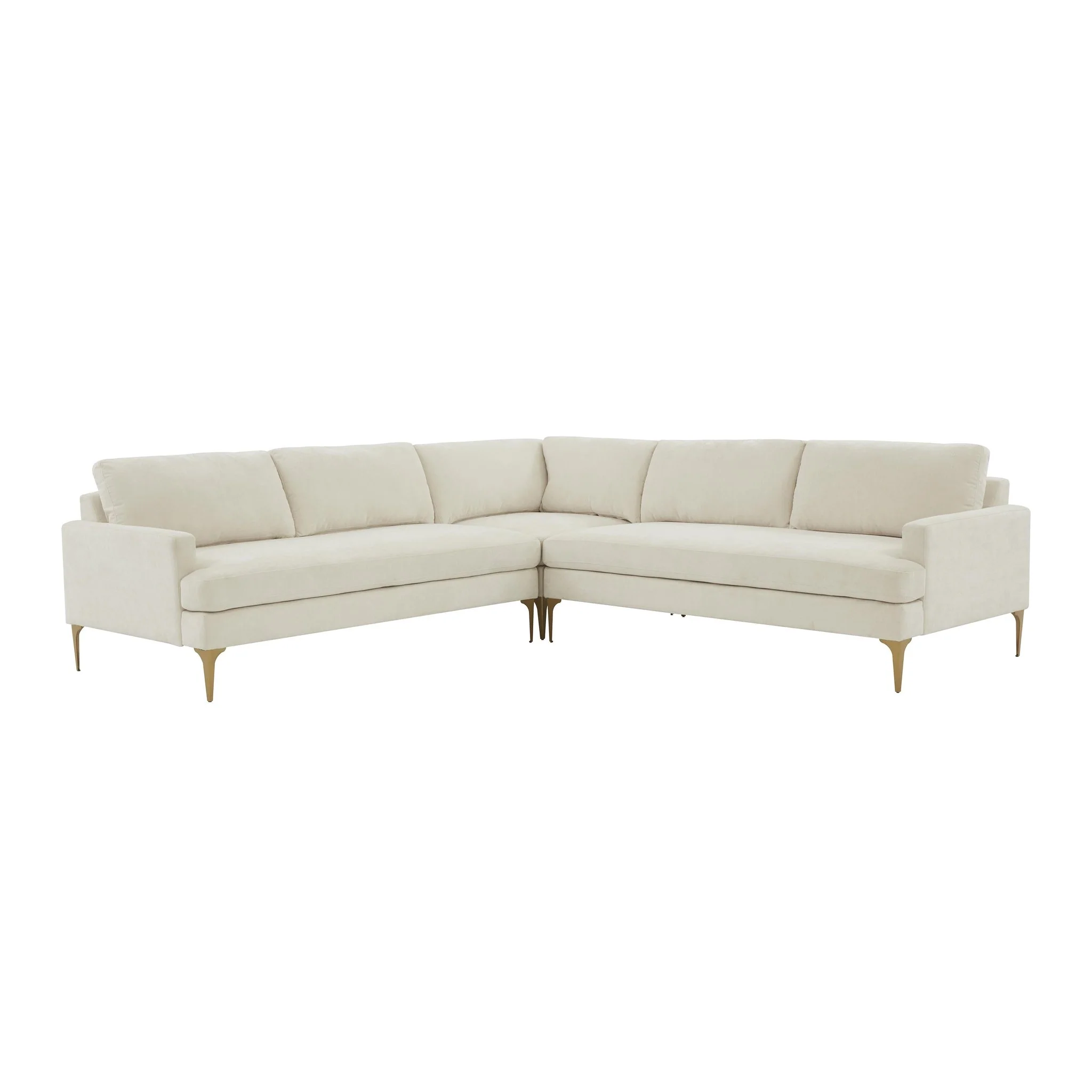 Serena Cream Velvet L-Sectional - Image 3