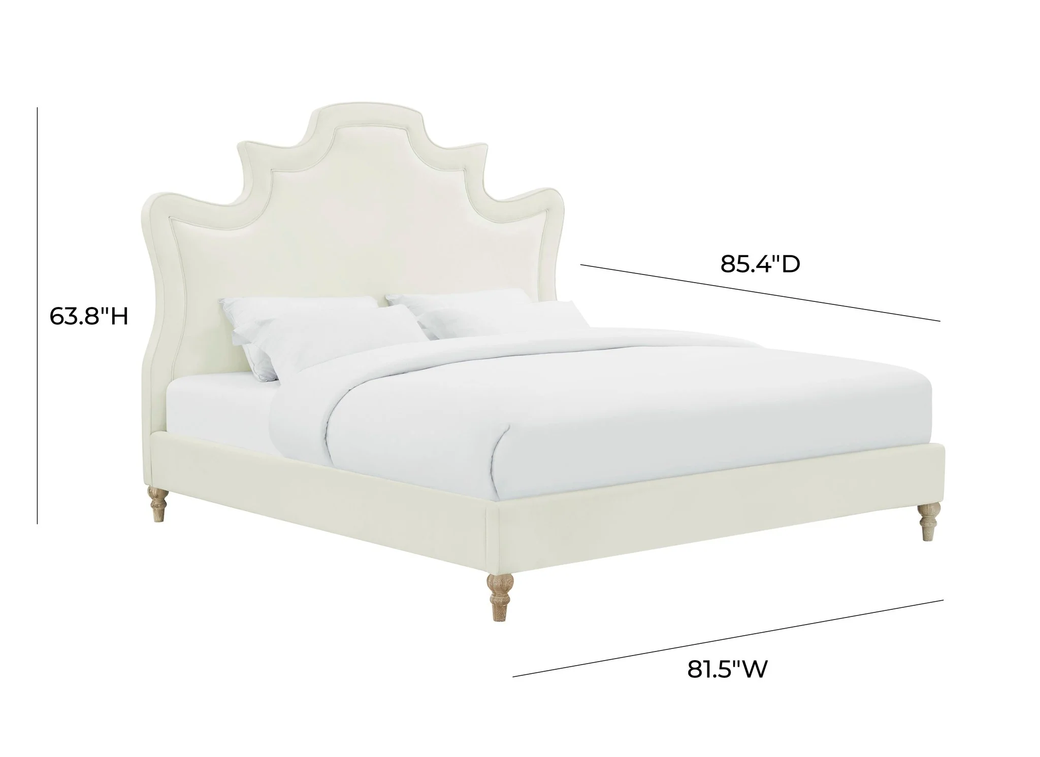 Serenity Cream Velvet Bed in King - Image 6