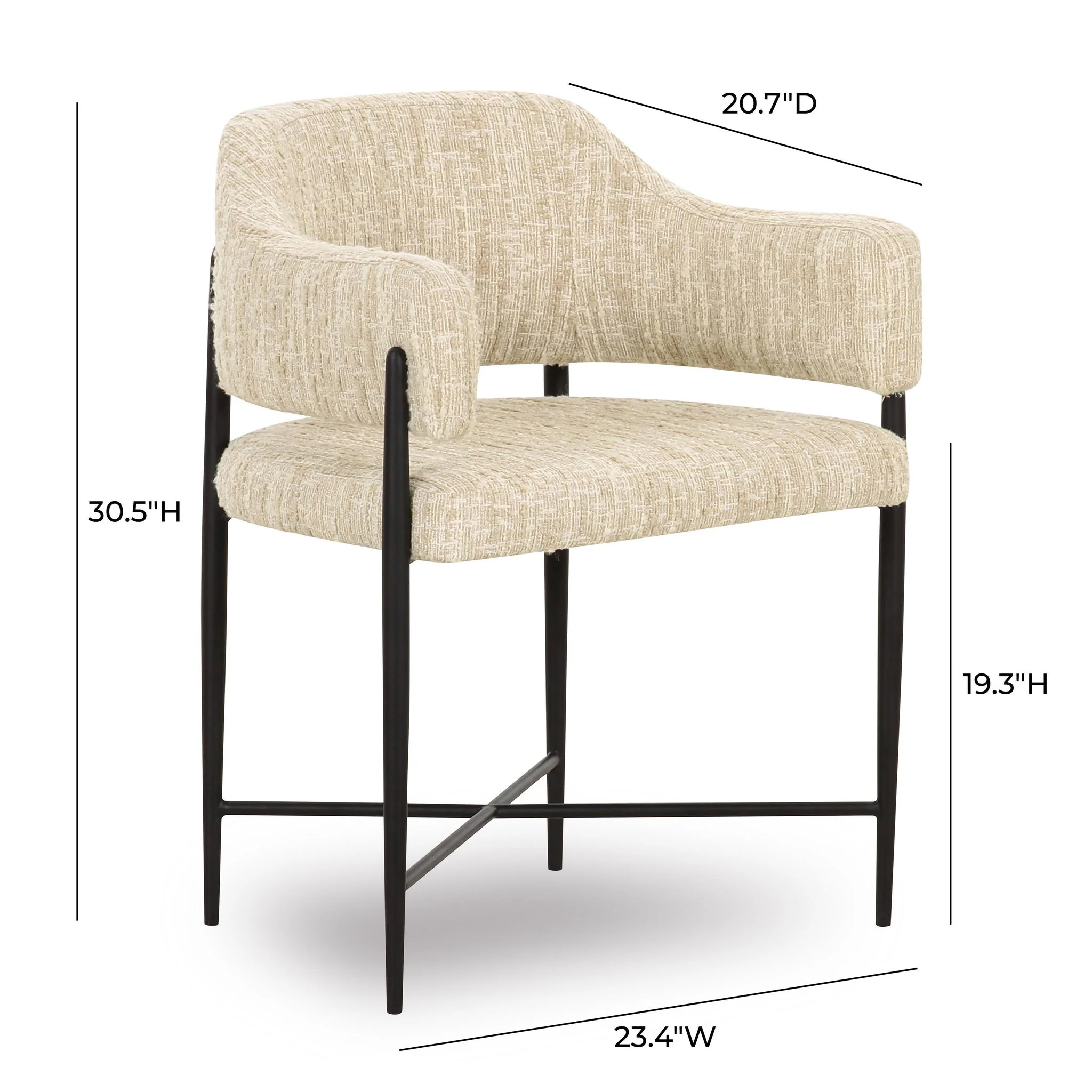 Sezanne Taupe Textured Performance Boucle Dining Chair - Image 6