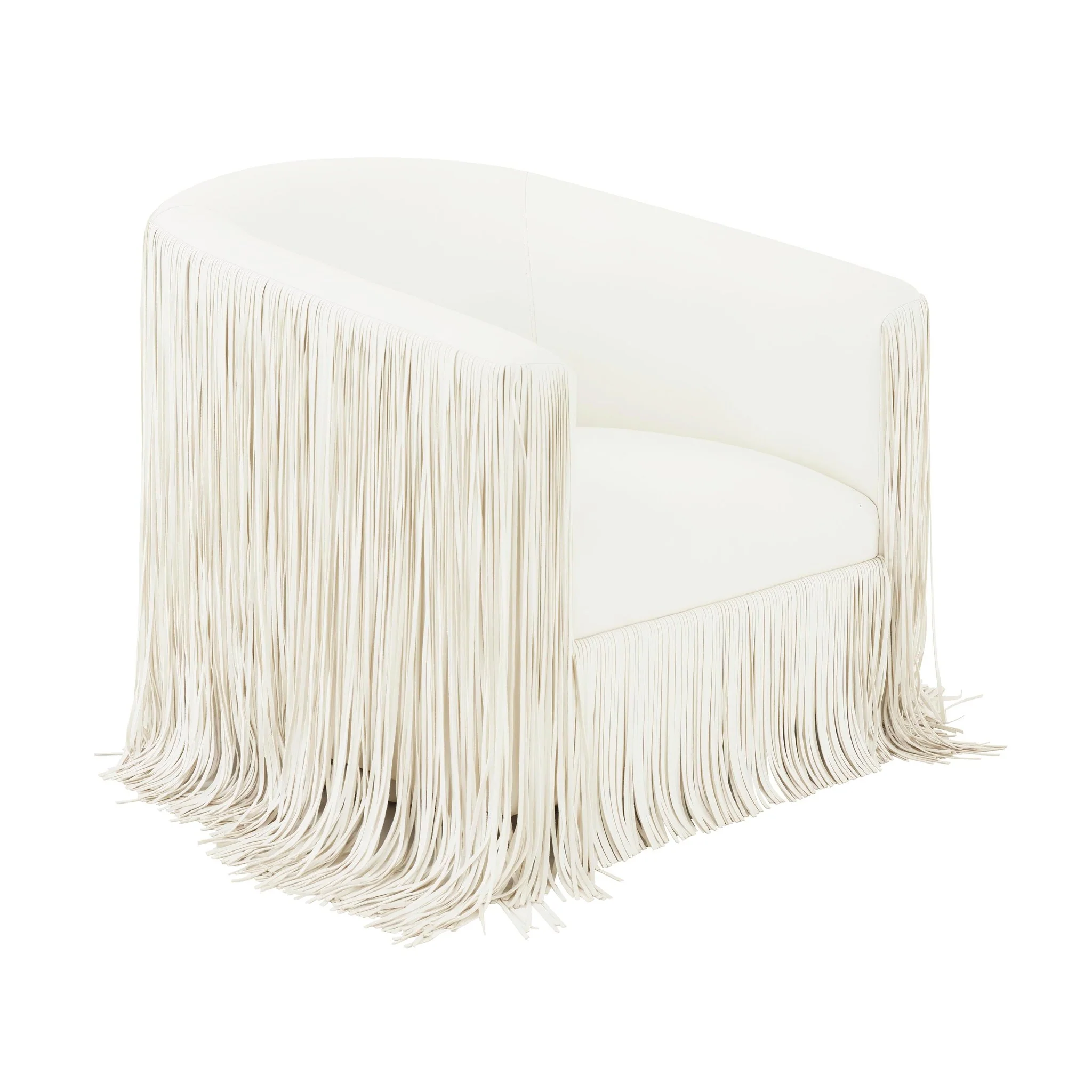 Shag Me Ivory Performance Vegan Leather Swivel Chair