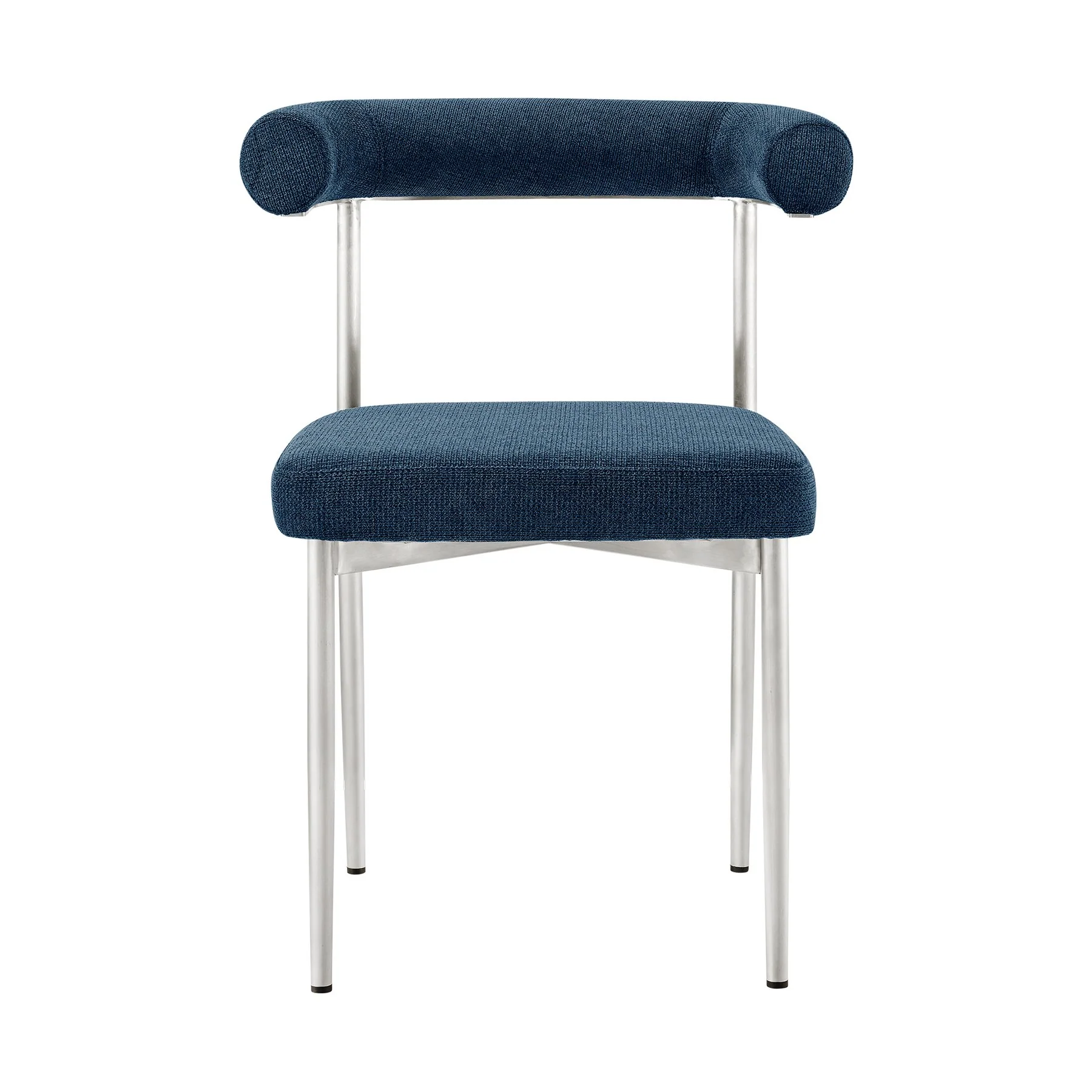 Shannon Dining Chair with Brushed Stainless Steel and Blue Fabric - Set of 2 - Image 3