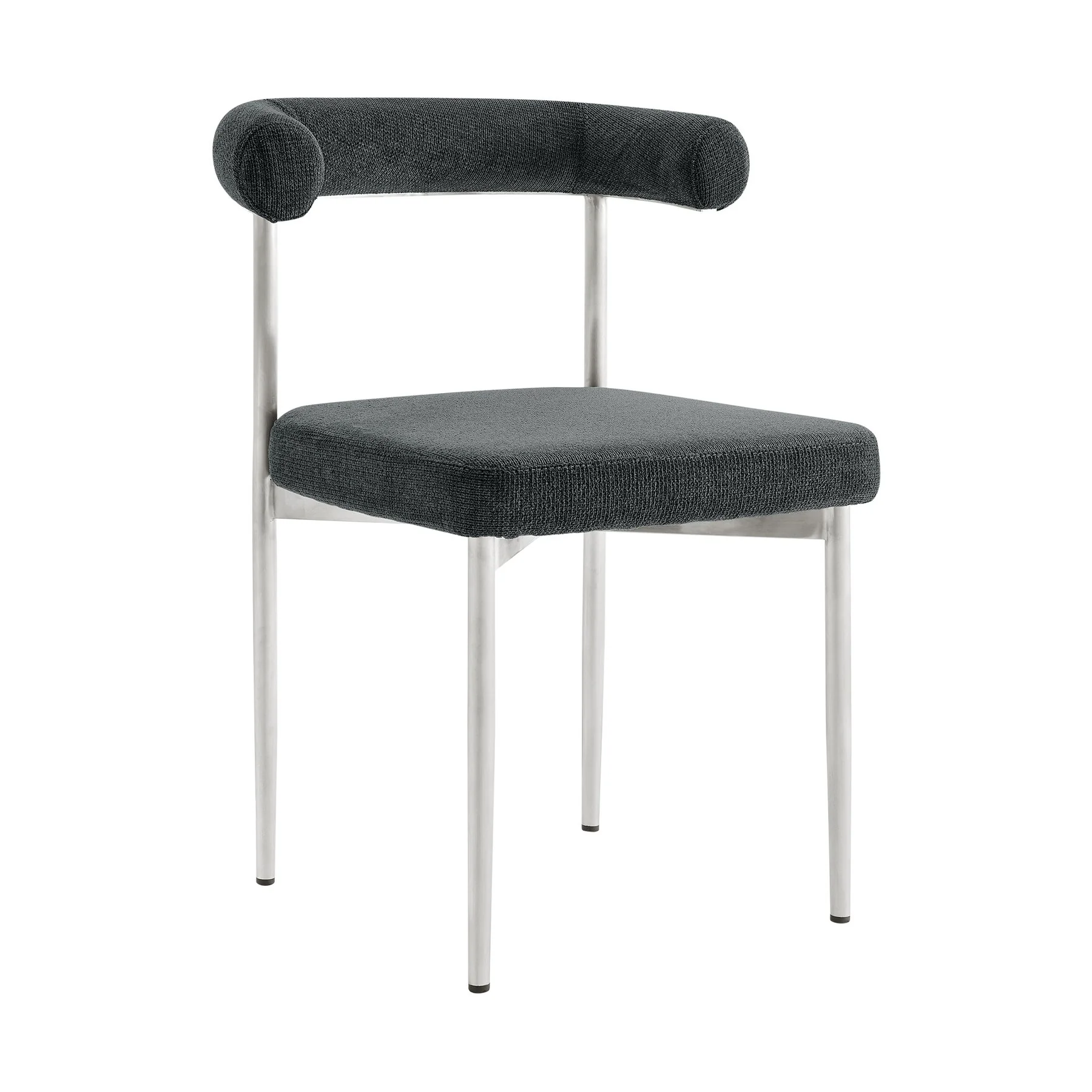 Shannon Dining Chair with Brushed Stainless Steel and Charcoal Fabric - Set of 2 - Image 2