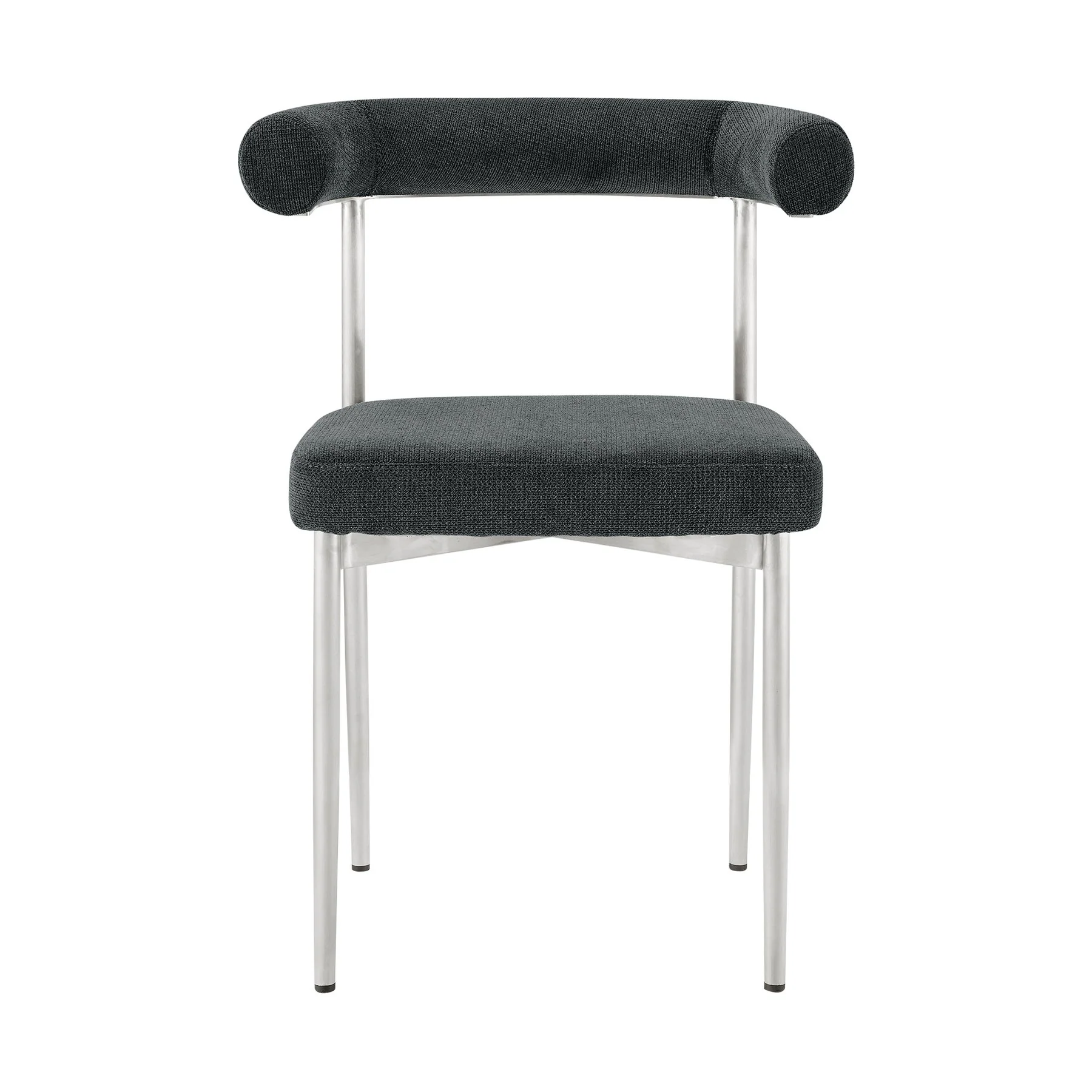 Shannon Dining Chair with Brushed Stainless Steel and Charcoal Fabric - Set of 2 - Image 3