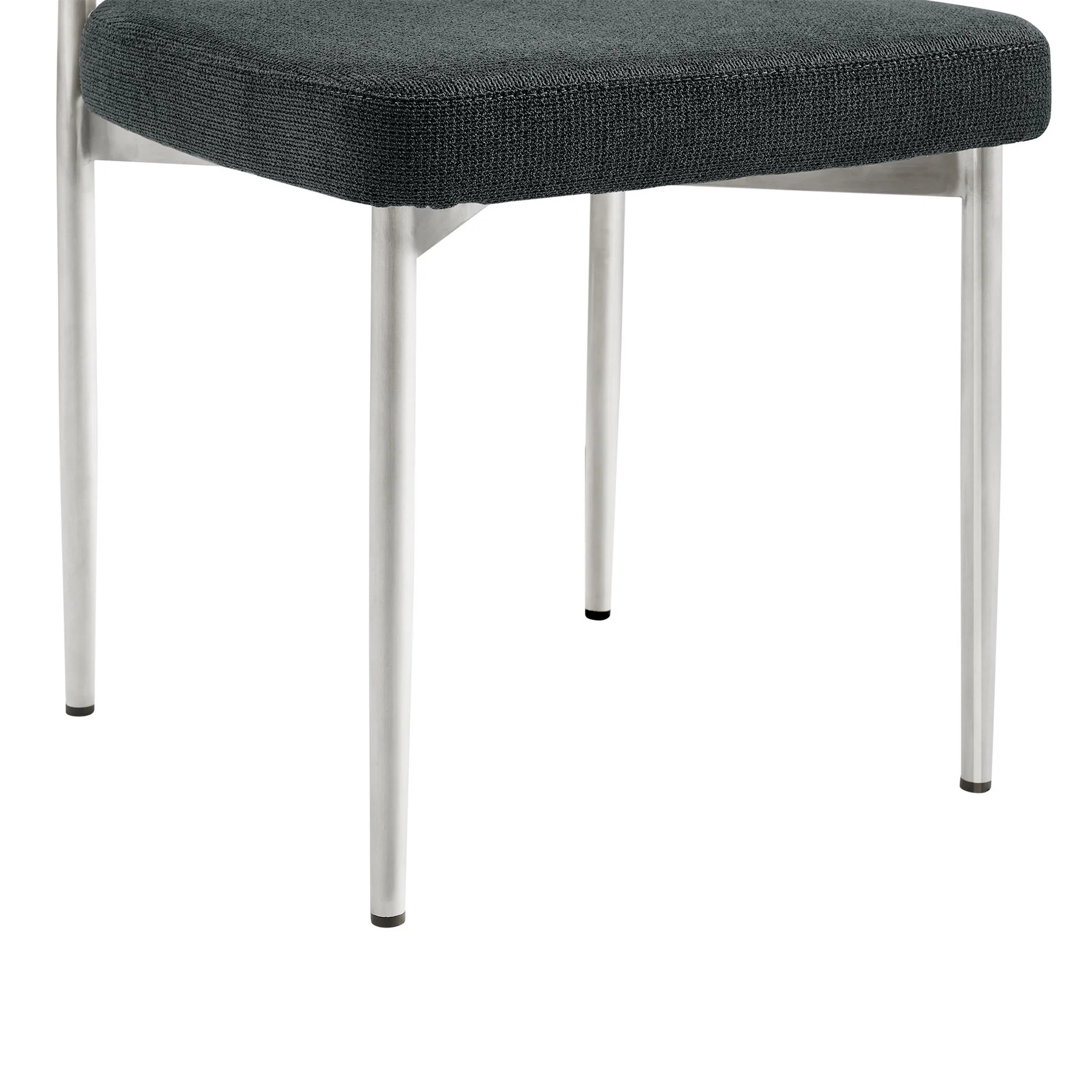Shannon Dining Chair with Brushed Stainless Steel and Charcoal Fabric - Set of 2 - Image 9