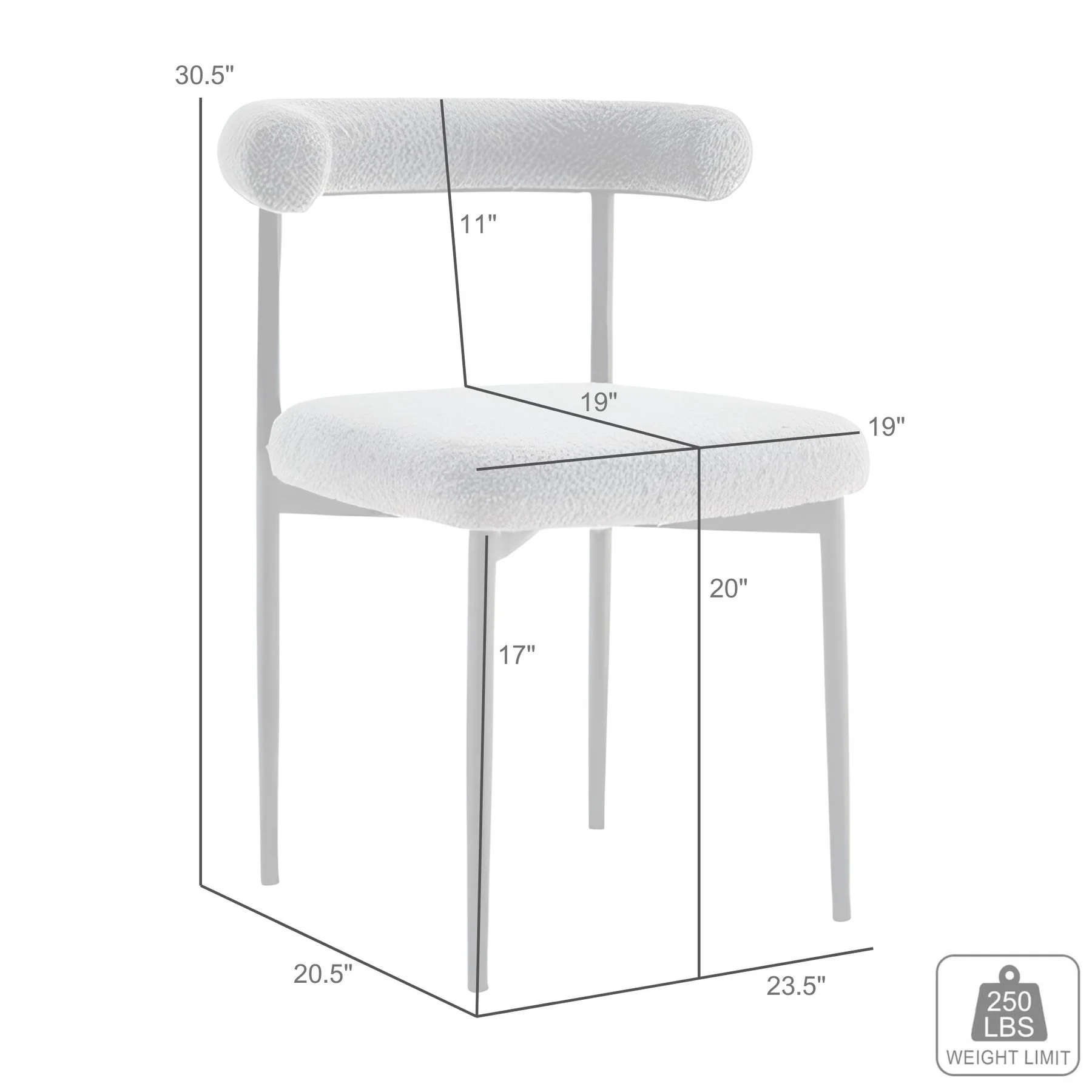 Shannon Dining Chair with Brushed Stainless Steel and Light Gray Fabric - Set of 2 - Image 10