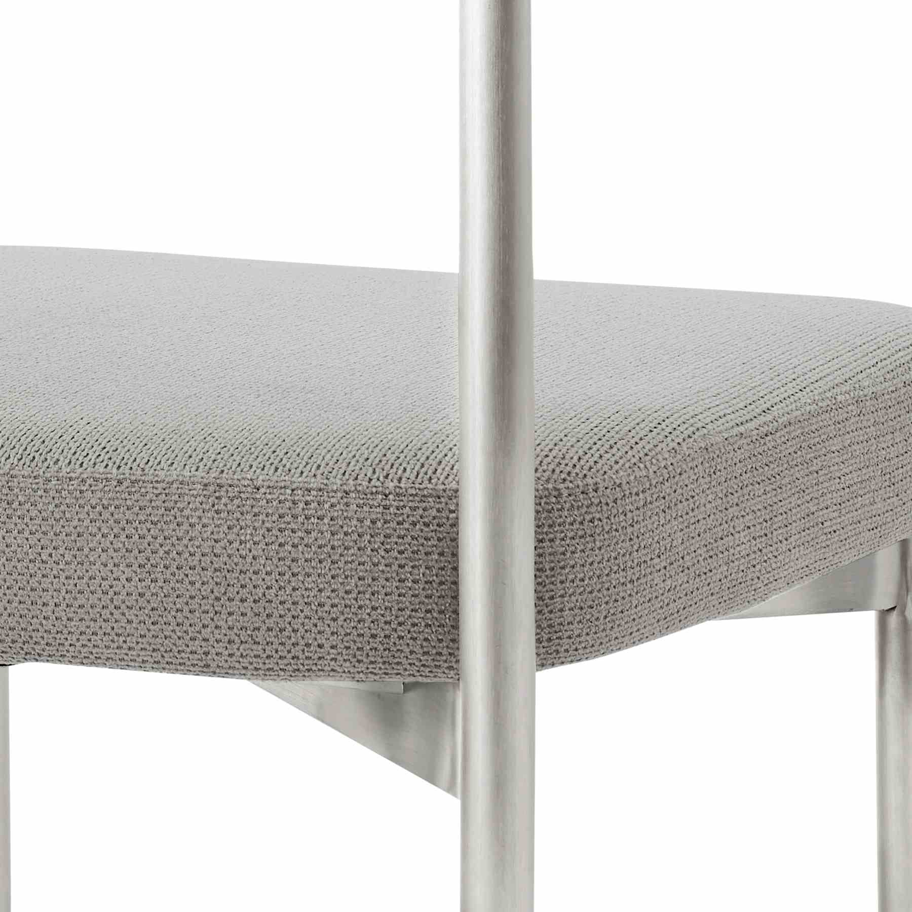 Shannon Dining Chair with Brushed Stainless Steel and Light Gray Fabric - Set of 2 - Image 8