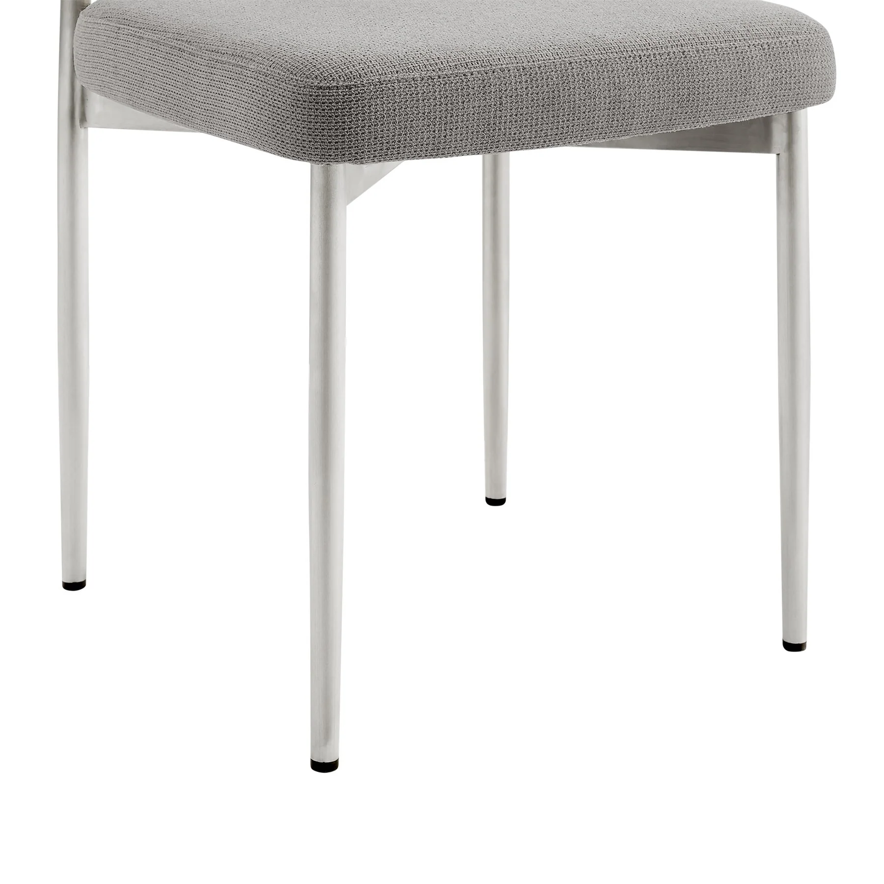 Shannon Dining Chair with Brushed Stainless Steel and Light Gray Fabric - Set of 2 - Image 9