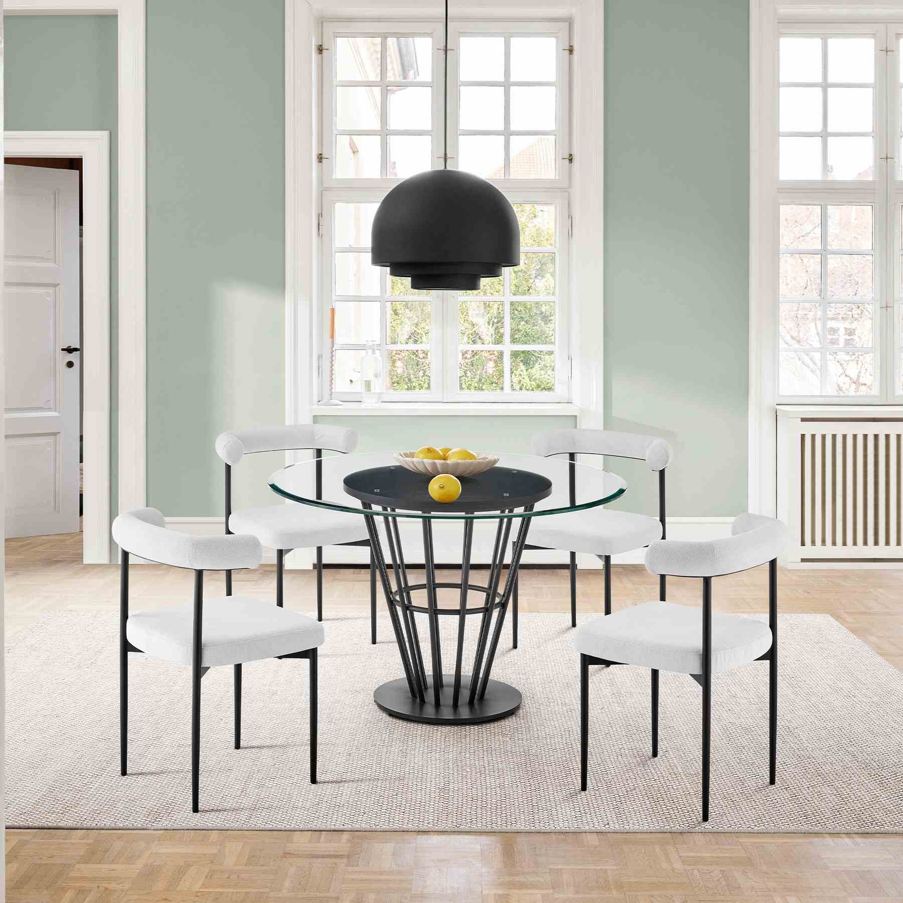 Shannon Dining Chair with Matte Black Iron and Cream Fabric - Set of 2 - Image 12