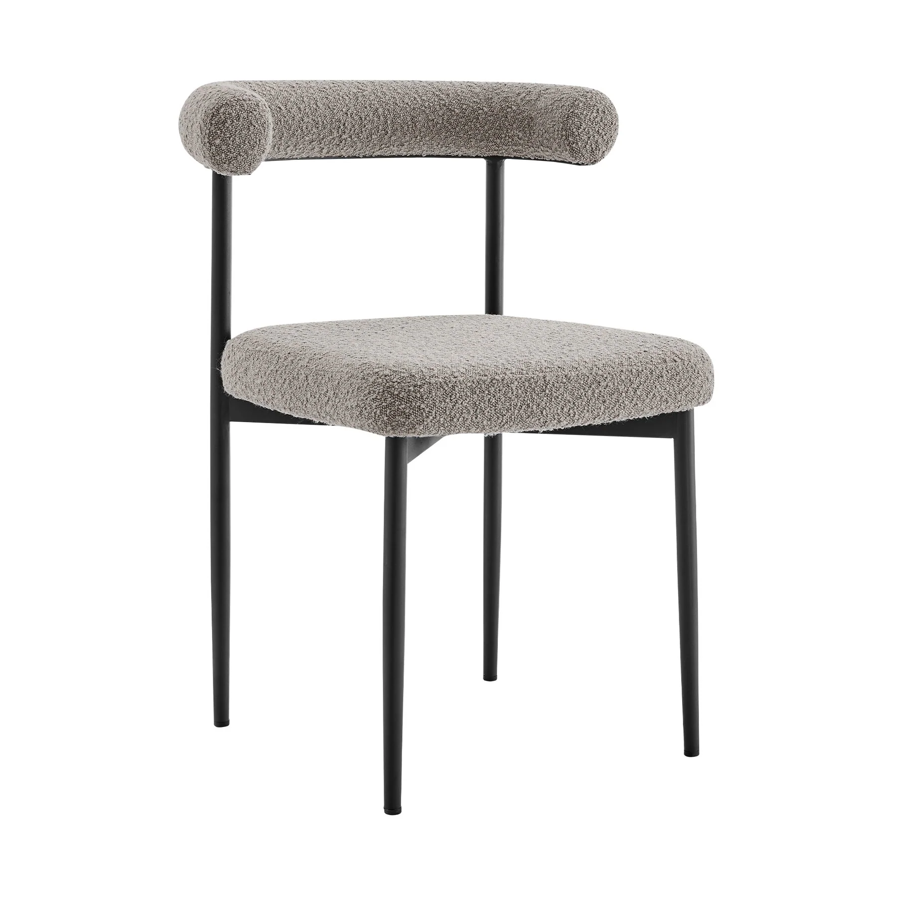 Shannon Dining Chair with Matte Black Iron and Thundercloud Gray Fabric - Set of 2 - Image 2