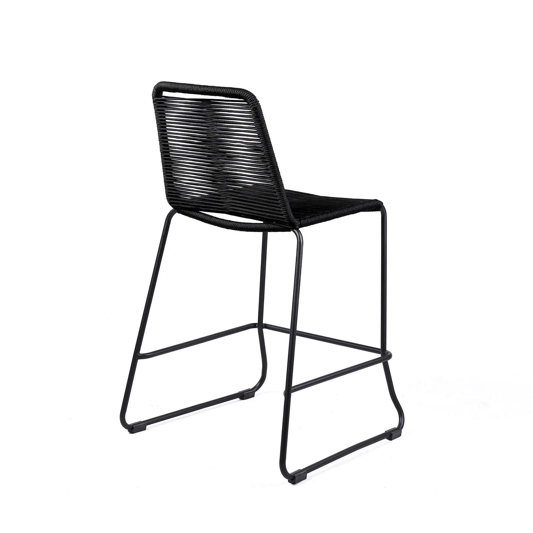 Shasta 26" Outdoor Metal and Black Rope Stackable Counter Stool - Set of 2 - Image 3