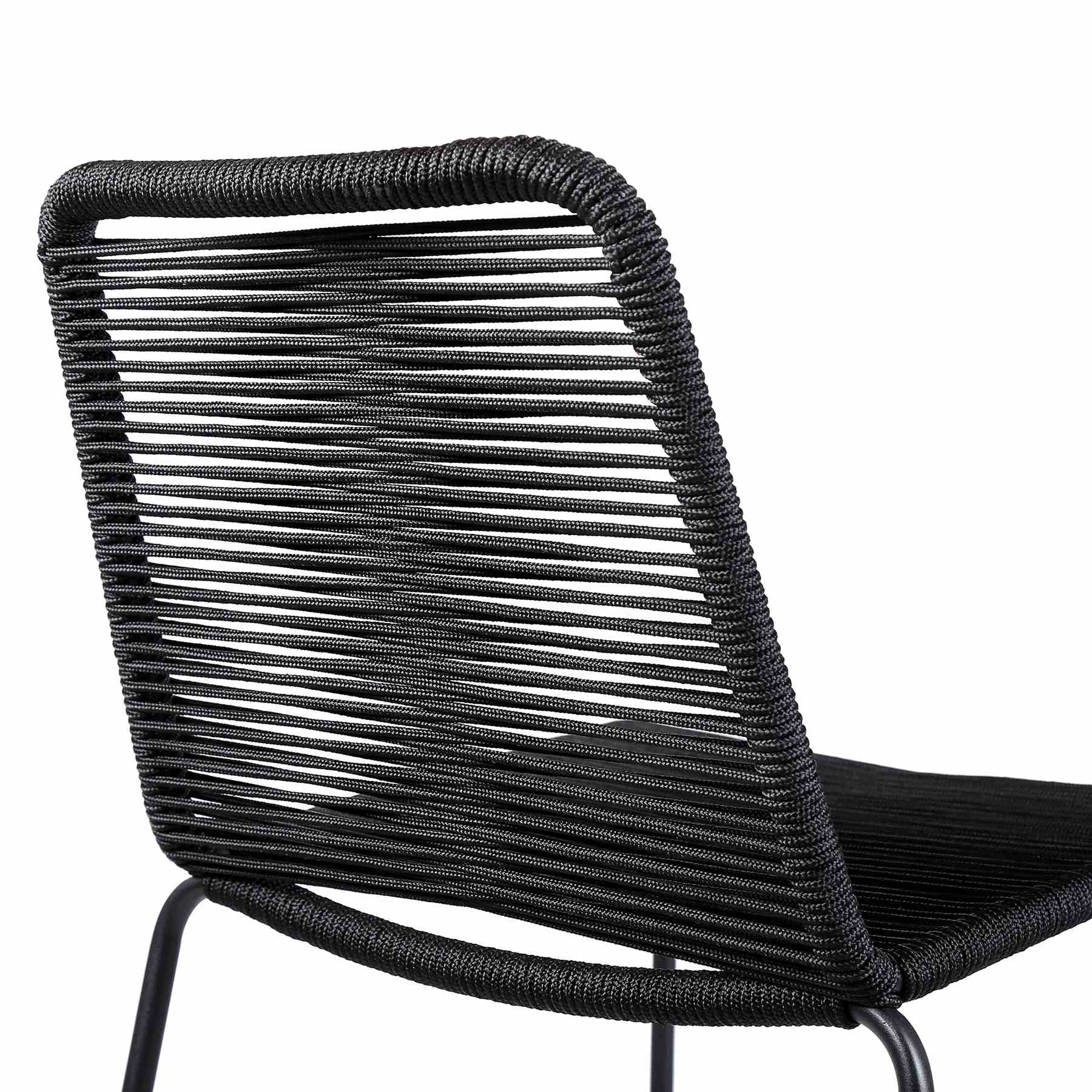 Shasta 26" Outdoor Metal and Black Rope Stackable Counter Stool - Set of 2 - Image 5