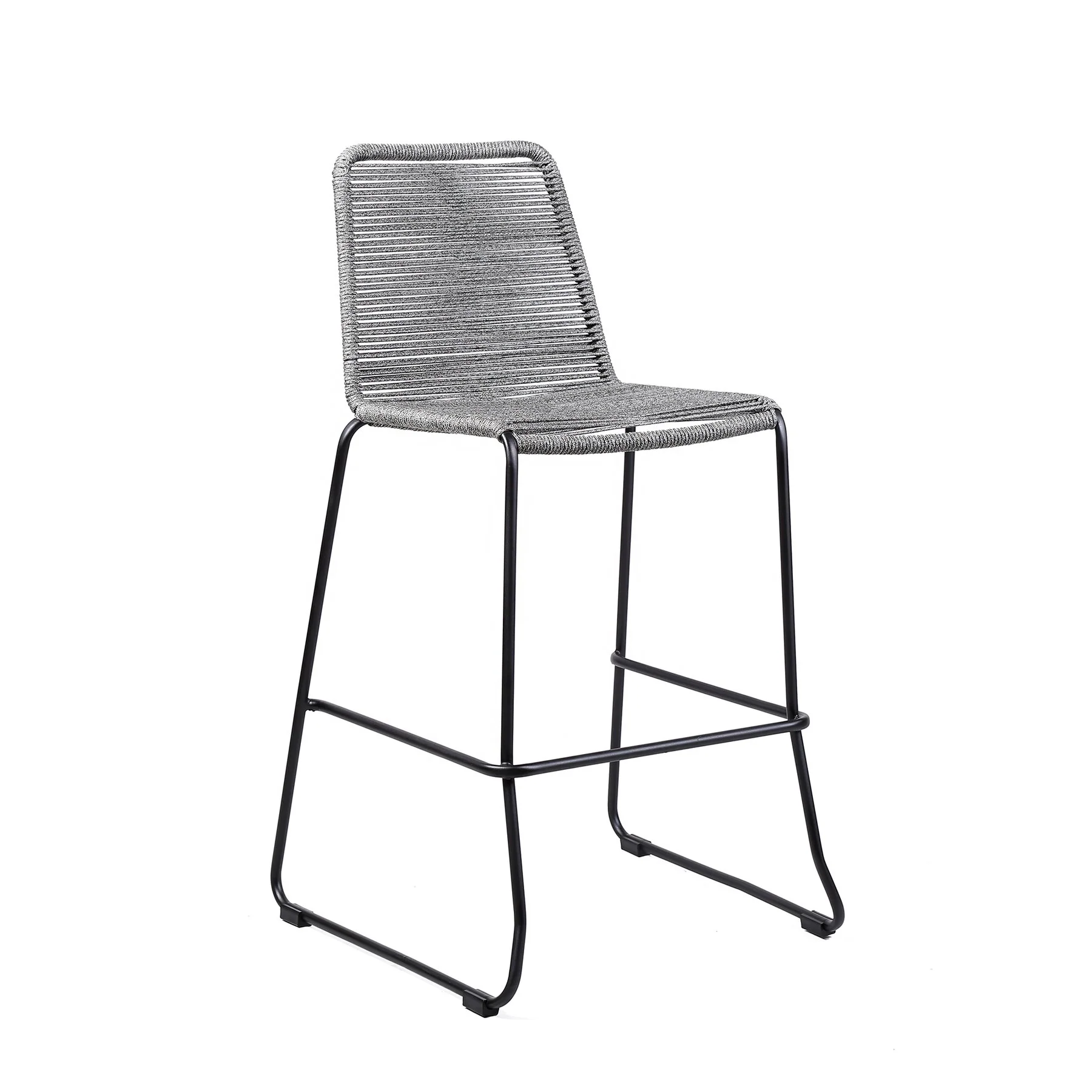 Shasta 26" Outdoor Metal and Gray Rope Stackable Counter Stool