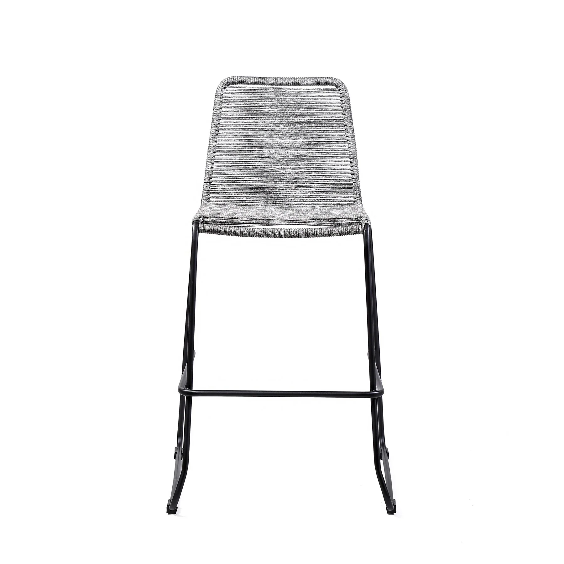 Shasta 26" Outdoor Metal and Gray Rope Stackable Counter Stool - Image 2