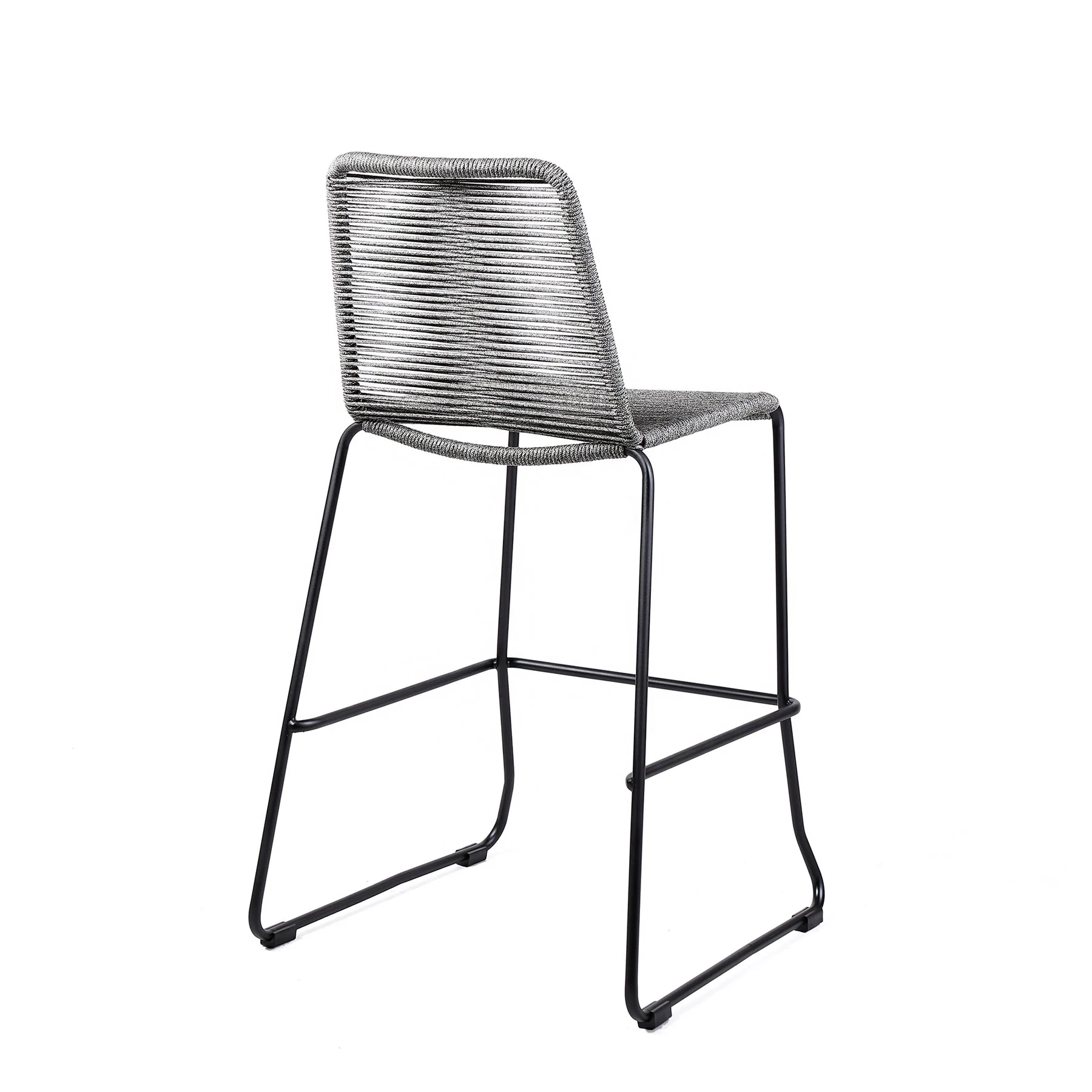 Shasta 26" Outdoor Metal and Gray Rope Stackable Counter Stool - Image 3