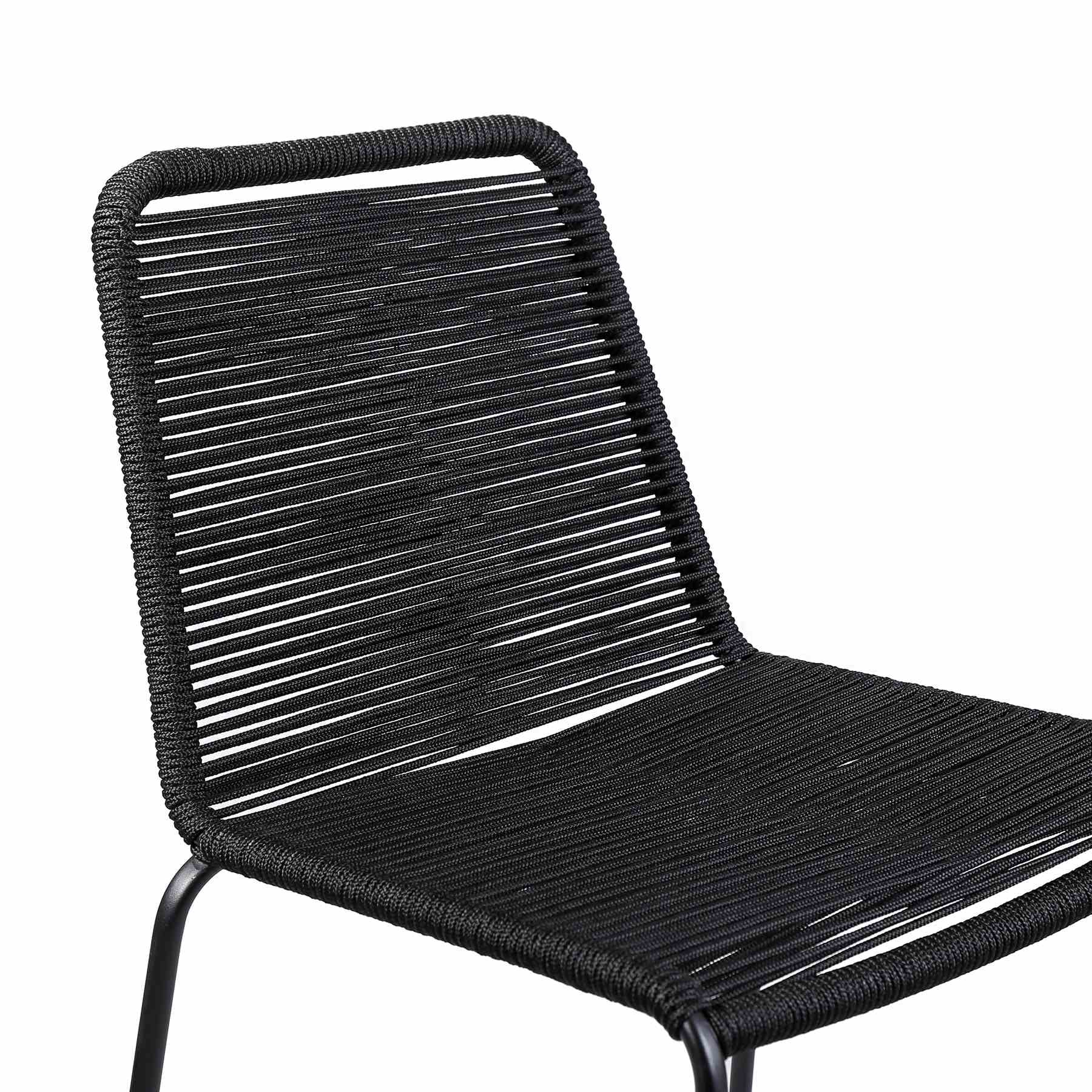 Shasta 30" Outdoor Metal and Black Rope Stackable Barstool - Set of 2 - Image 4