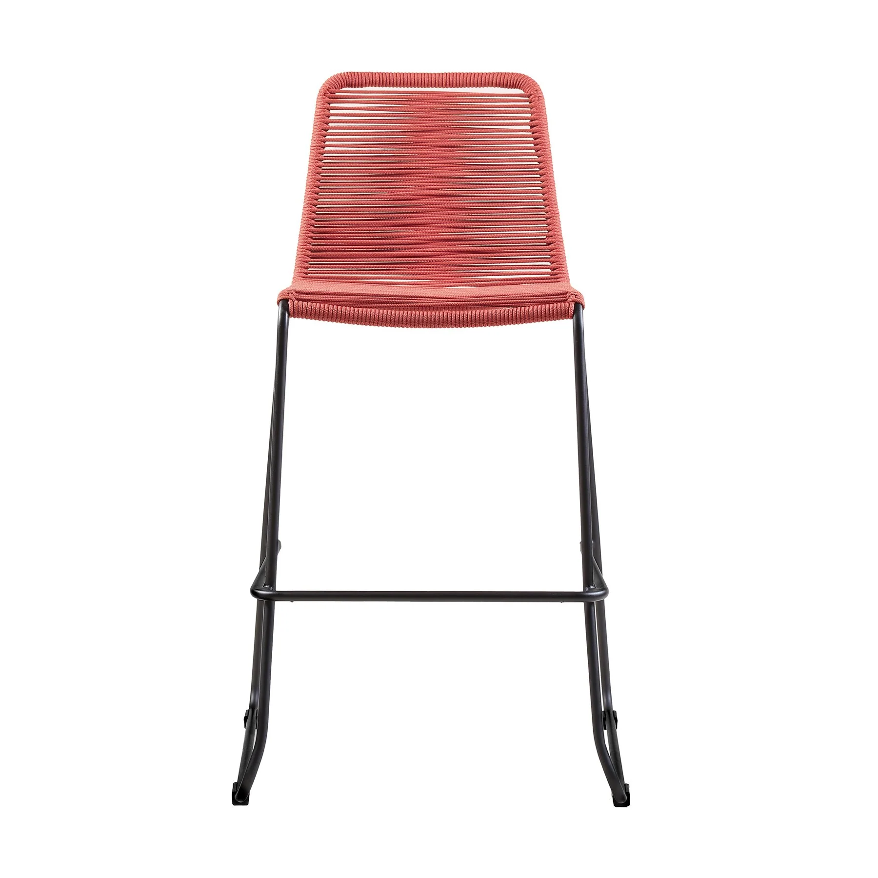 Shasta 30" Outdoor Metal and Brick Red Rope Stackable Barstool - Set of 2 - Image 2