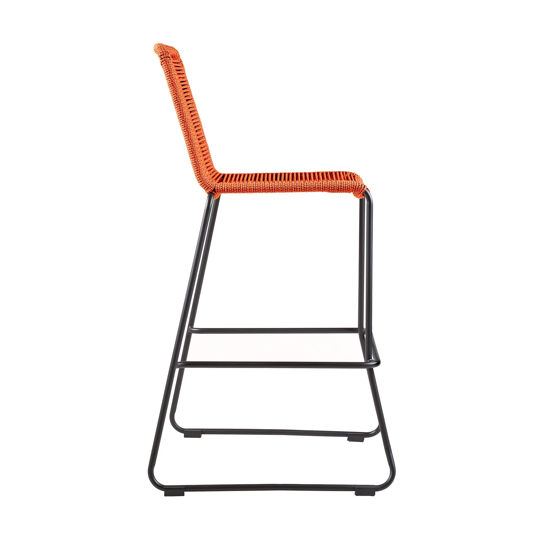 Shasta 30" Outdoor Metal and Tangerine Rope Stackable Barstool - Set of 2 - Image 3