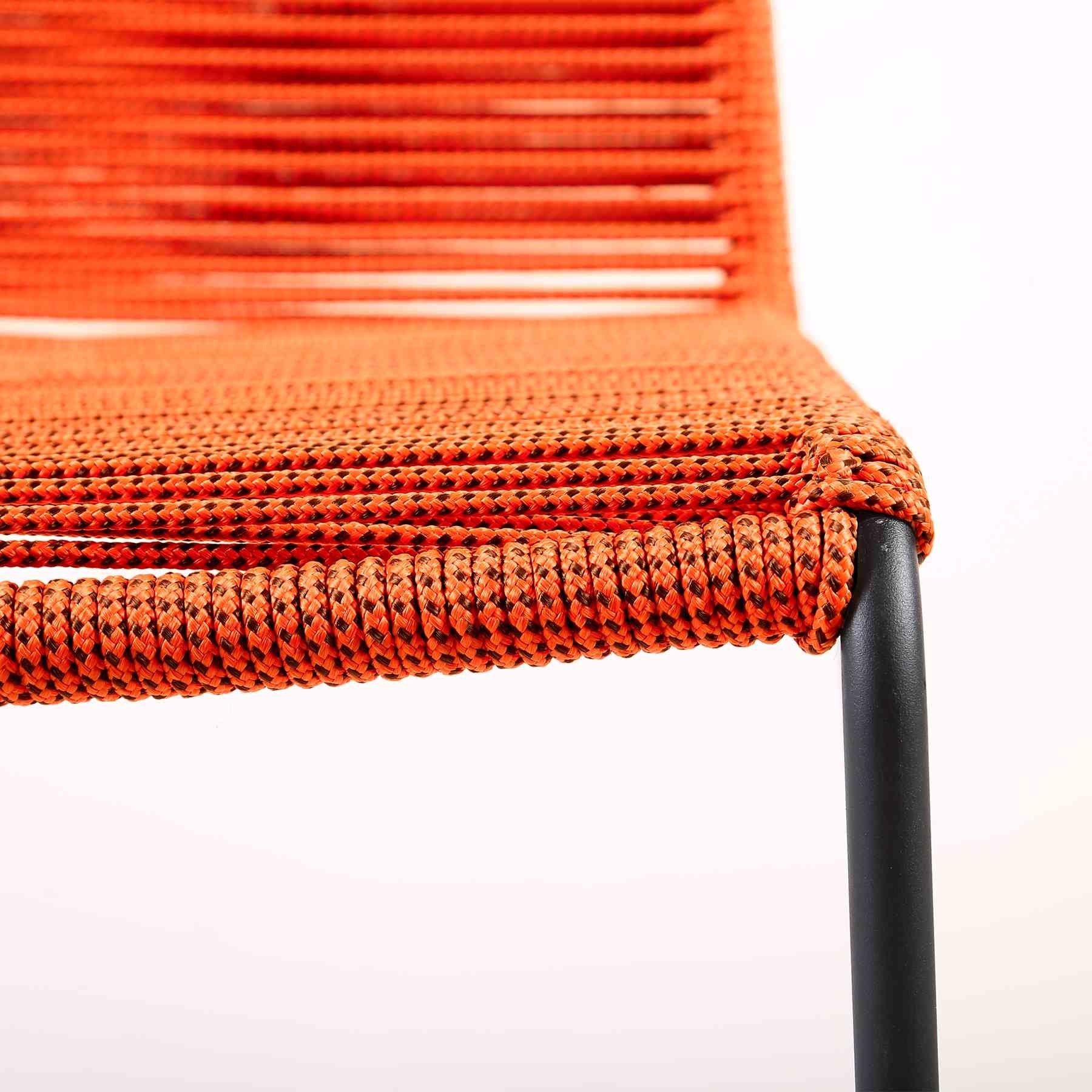 Shasta 30" Outdoor Metal and Tangerine Rope Stackable Barstool - Set of 2 - Image 6