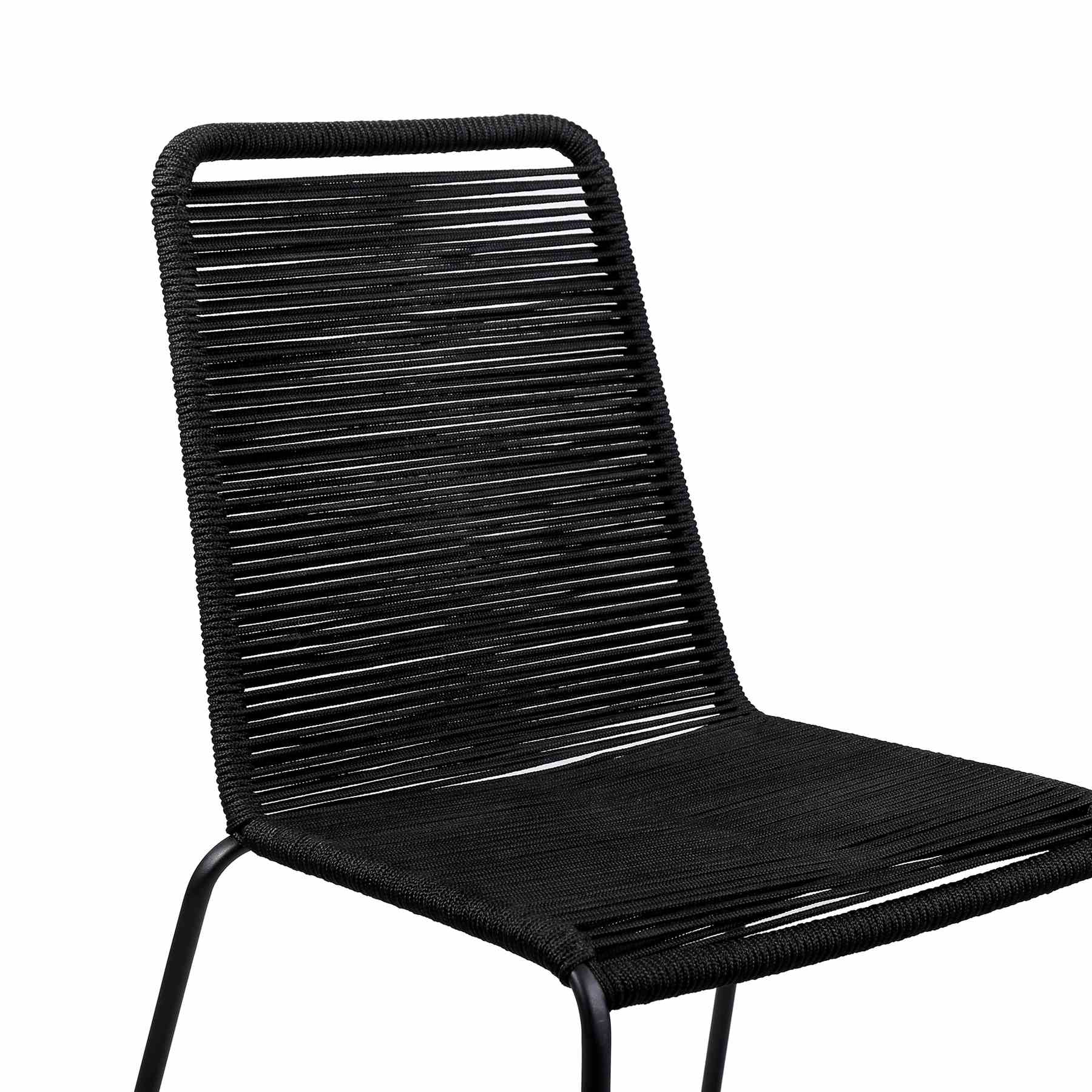 Shasta Outdoor Metal and Black Rope Stackable Dining Chair - Set of 2 - Image 5