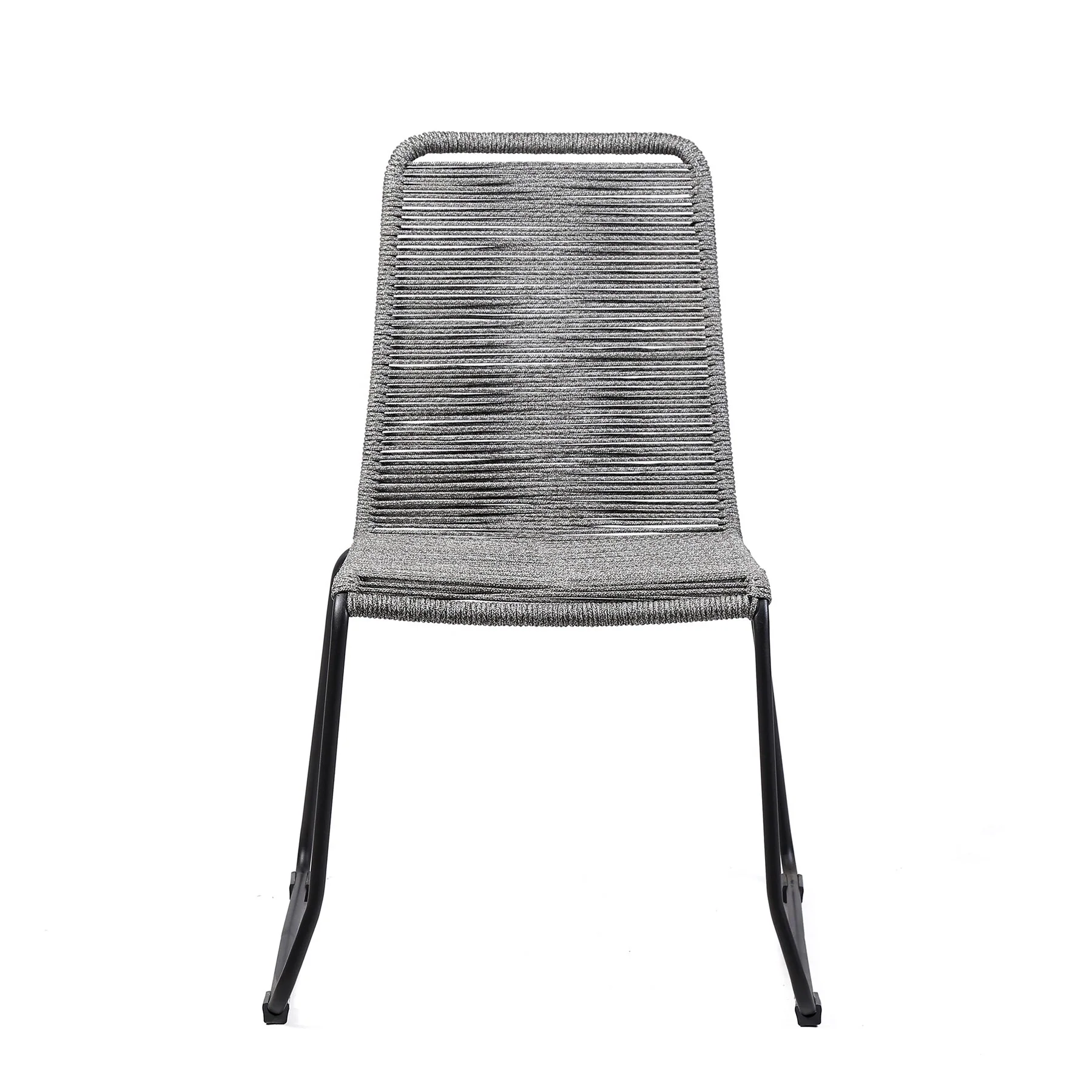 Shasta Outdoor Metal and Gray Rope Stackable Dining Chair - Set of 2 - Image 3