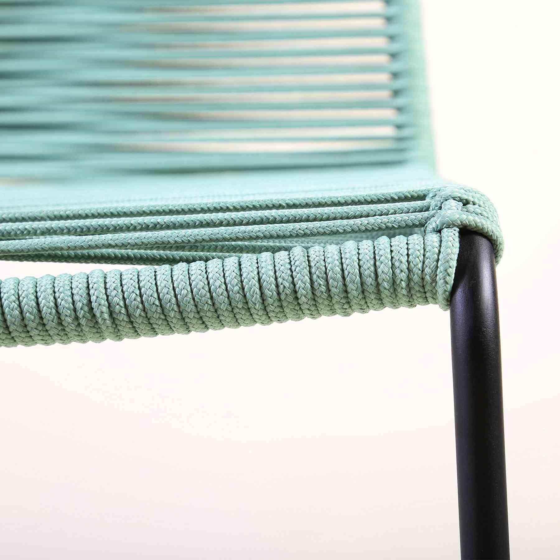 Shasta Outdoor Metal and Wasabi Rope Stackable Dining Chair - Set of 2 - Image 5