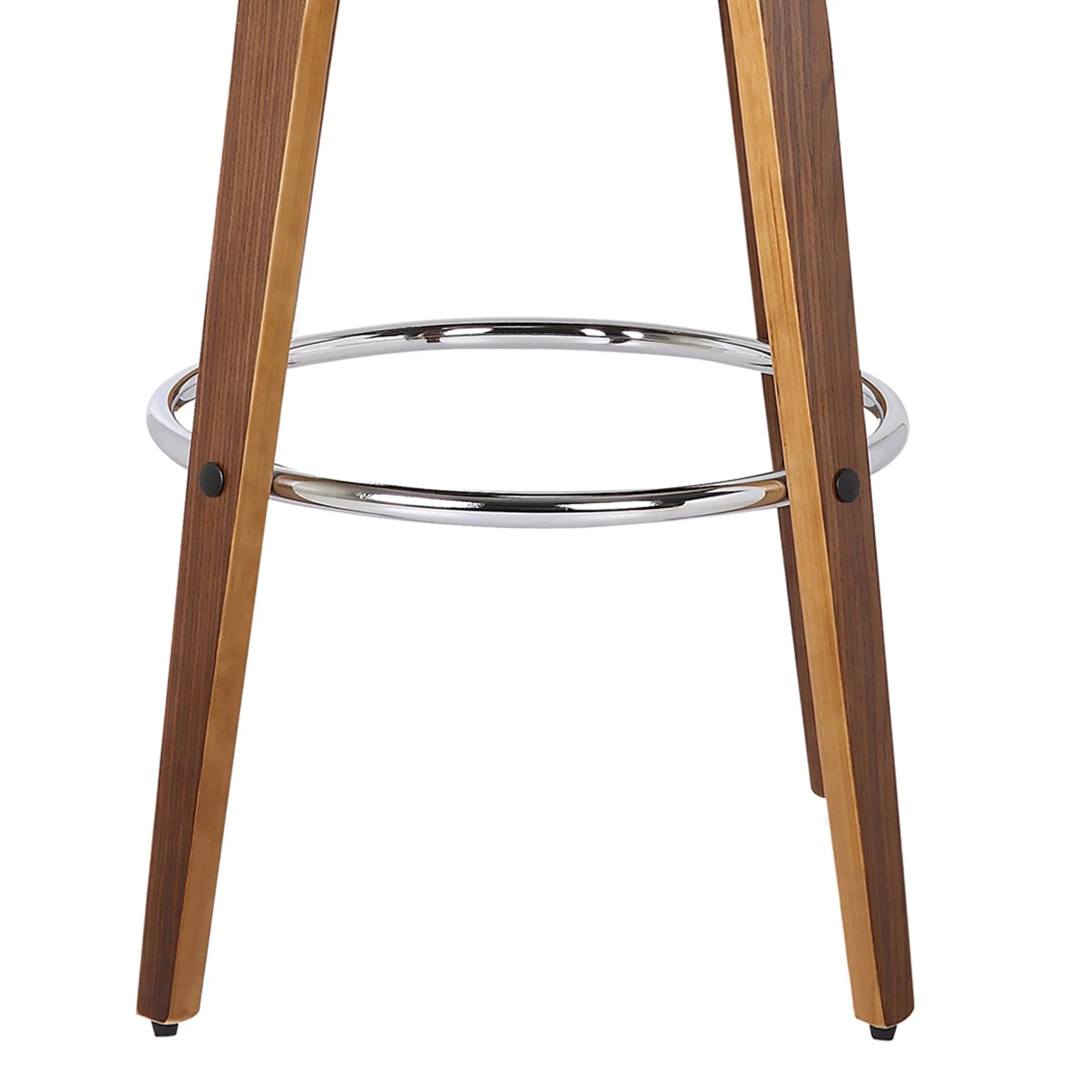 Shelly 26" Counter Height Swivel Brown Faux Leather and Walnut Wood Bar Stool - Image 6