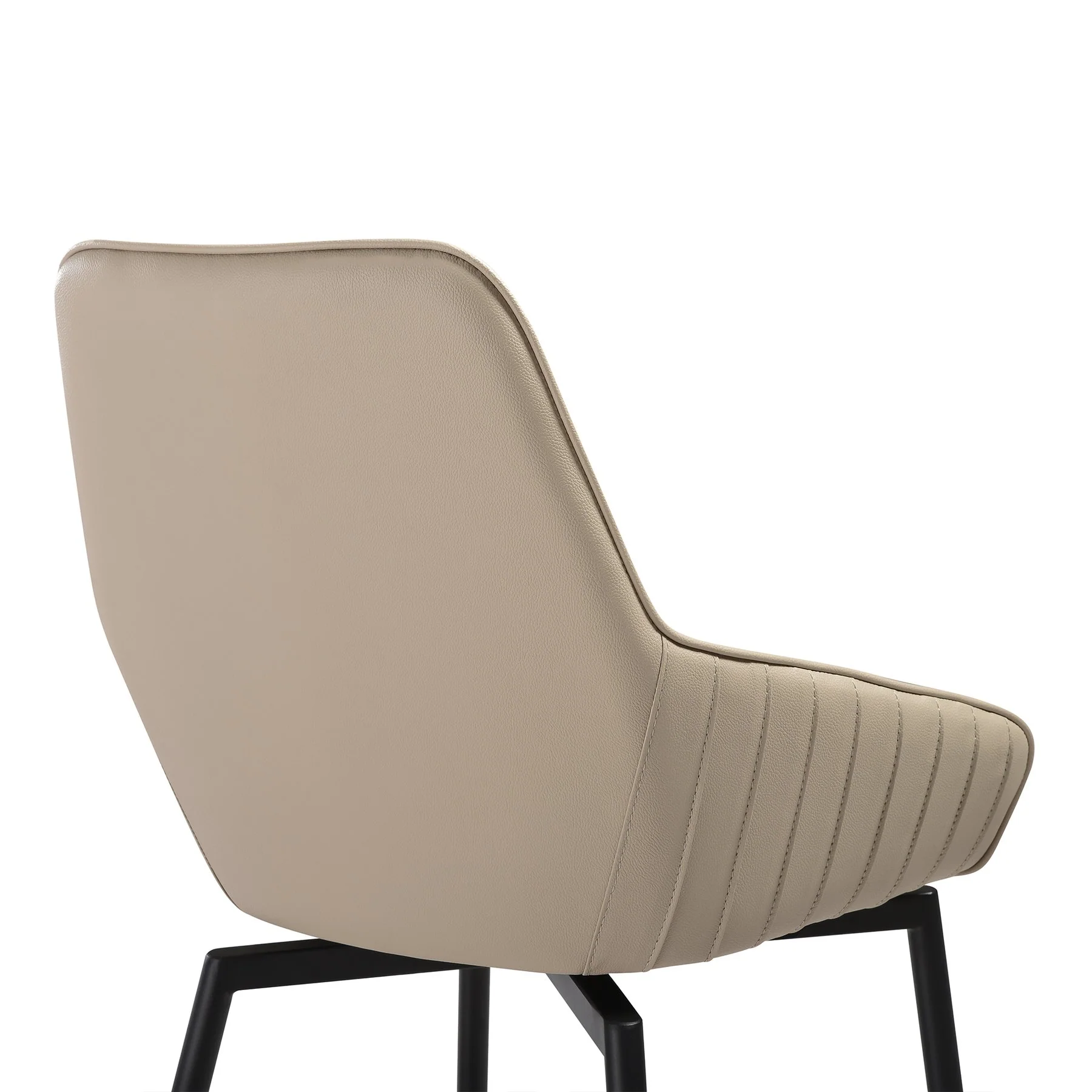 Shilo Swivel Upholstered Dining Chair in Champagne Faux Leather with Black Metal Legs - Set of 2 - Image 7