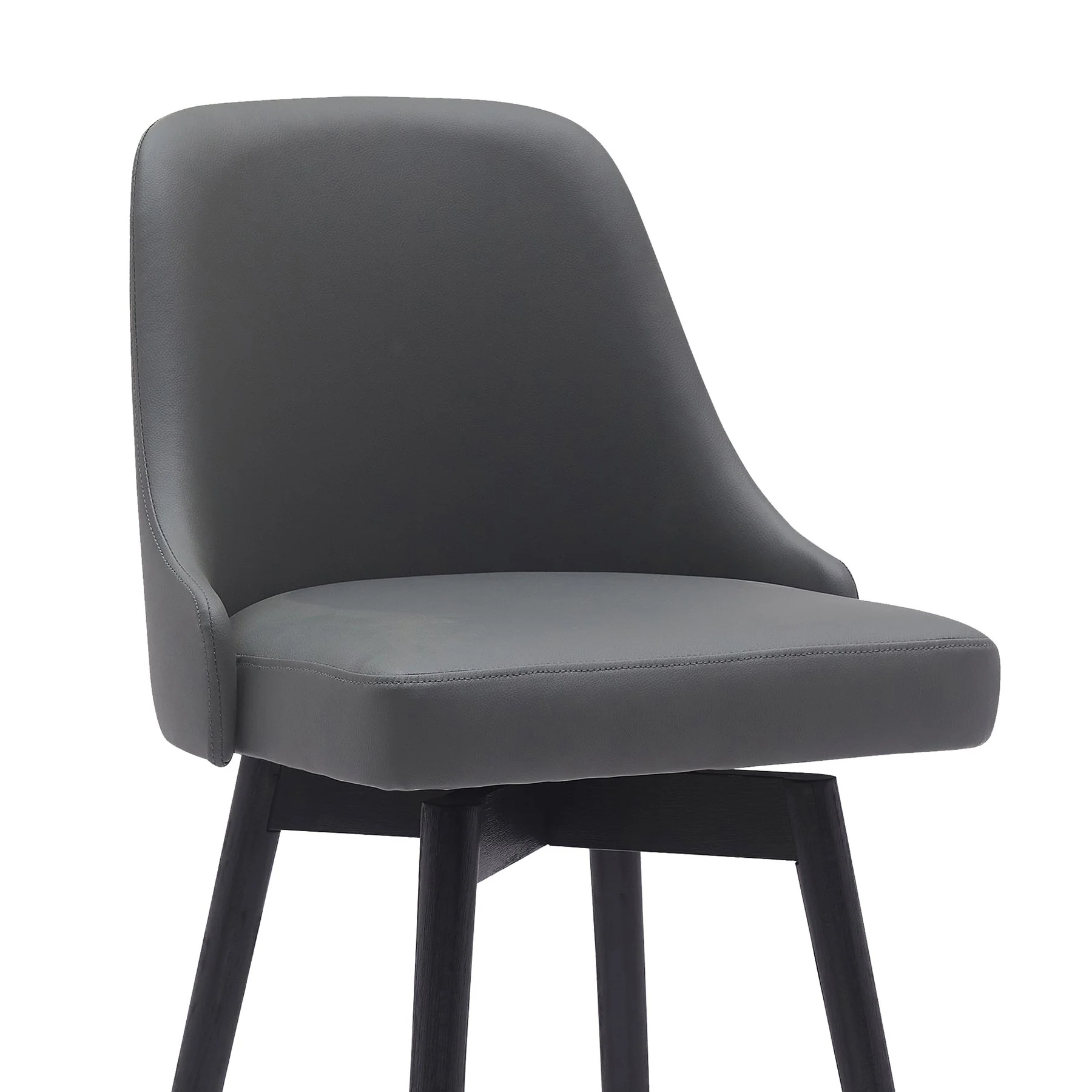 Sicily 26" Swivel Black Wood Counter Stool in Gray Faux Leather - Image 4