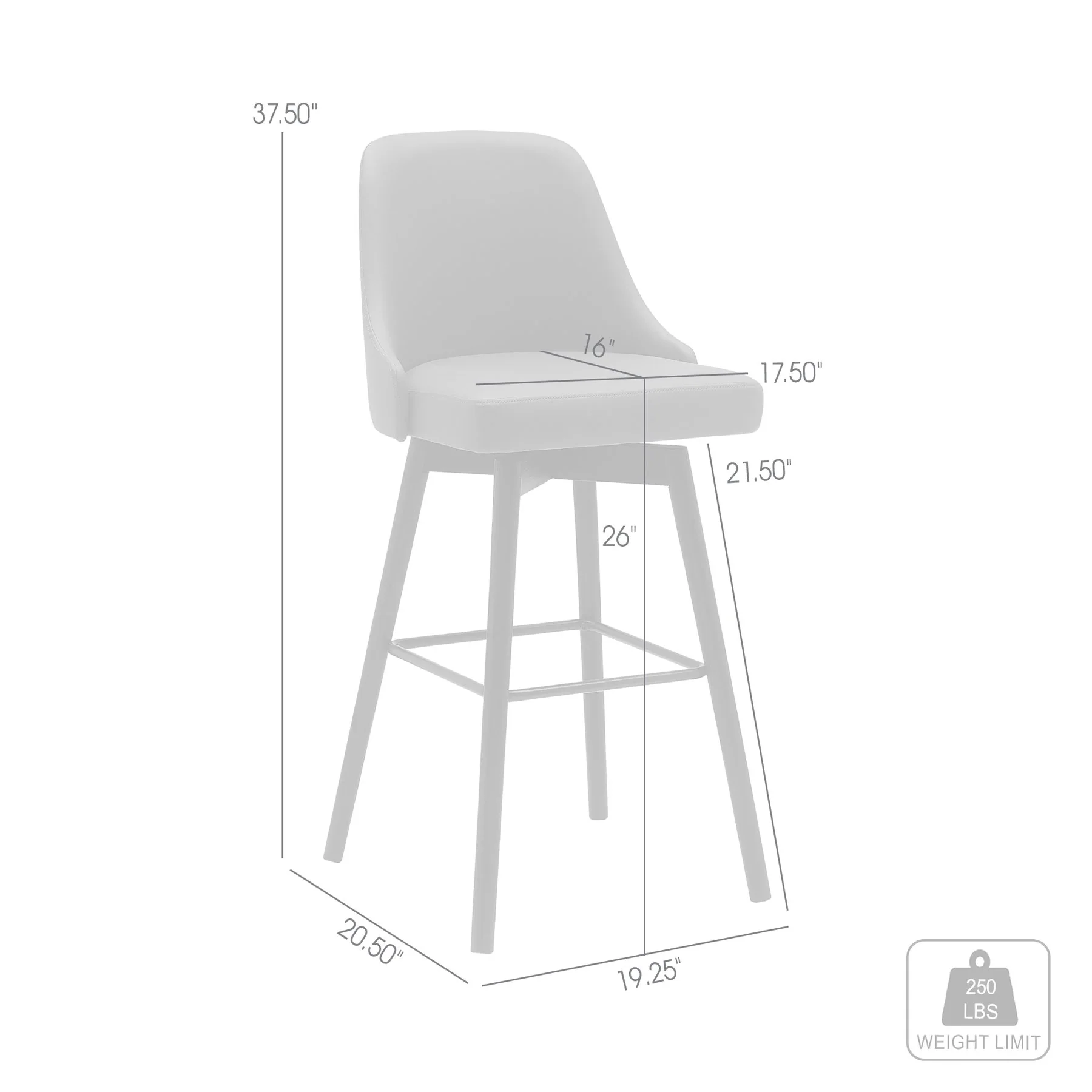Sicily 26" Swivel Black Wood Counter Stool in Gray Faux Leather - Image 9