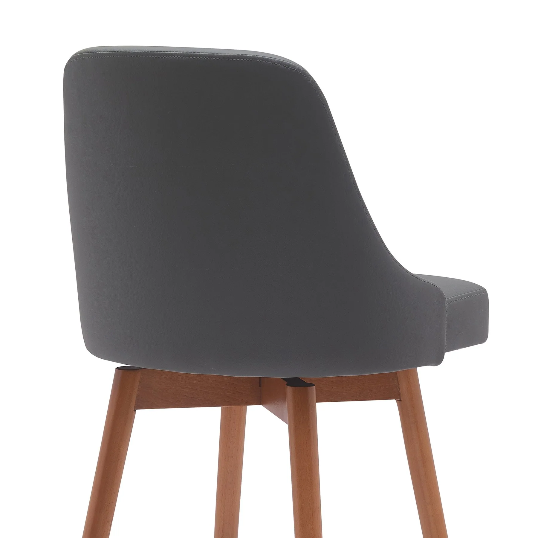 Sicily 26" Swivel Walnut Wood Counter Stool in Gray Faux Leather - Image 5