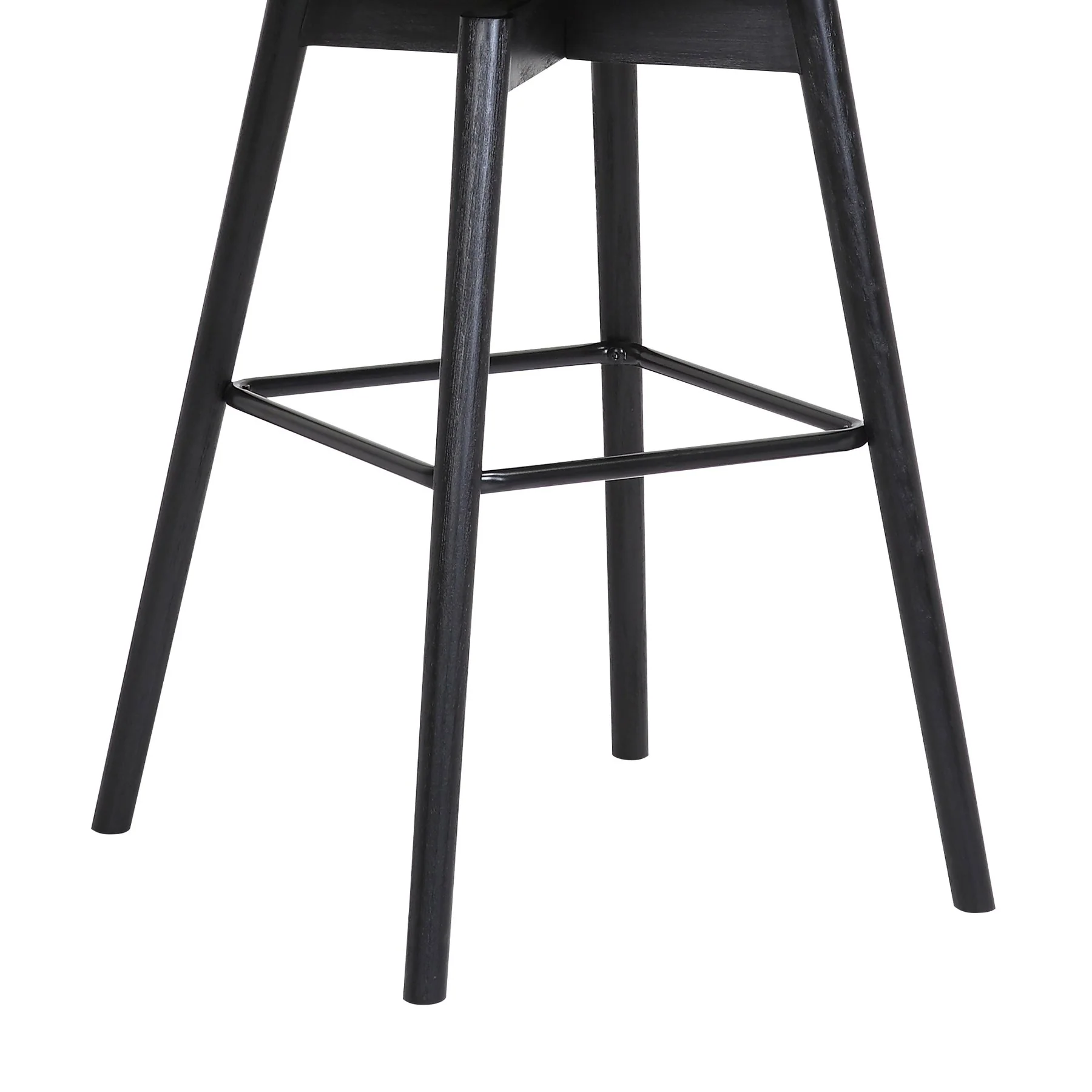Sicily 30" Swivel Black Wood Bar Stool in Light Gray Fabric - Image 8