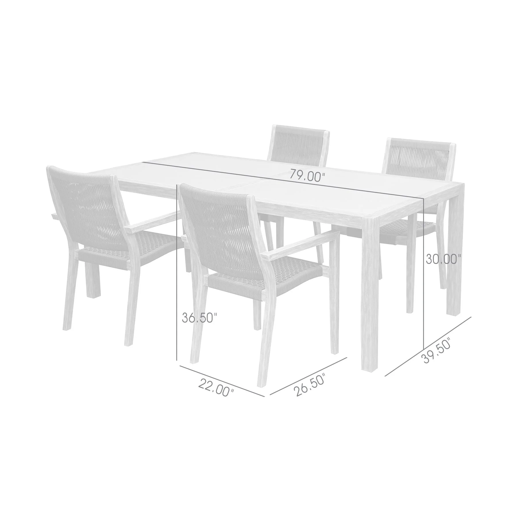 Sienna and Madsen 5 Piece Outdoor Eucalyptus Dining Set with Gray Teak Finish - Image 8