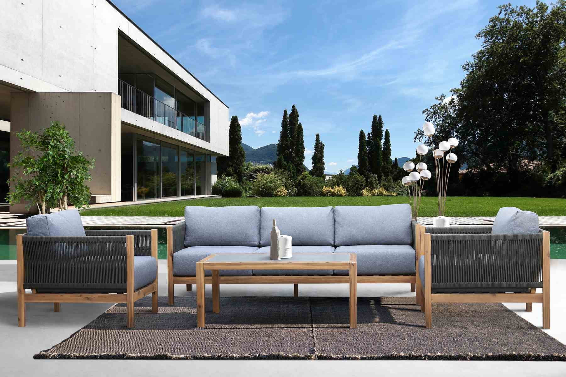 Sienna Outdoor Coffee Table with Teak Finish and Stone Top - Image 7