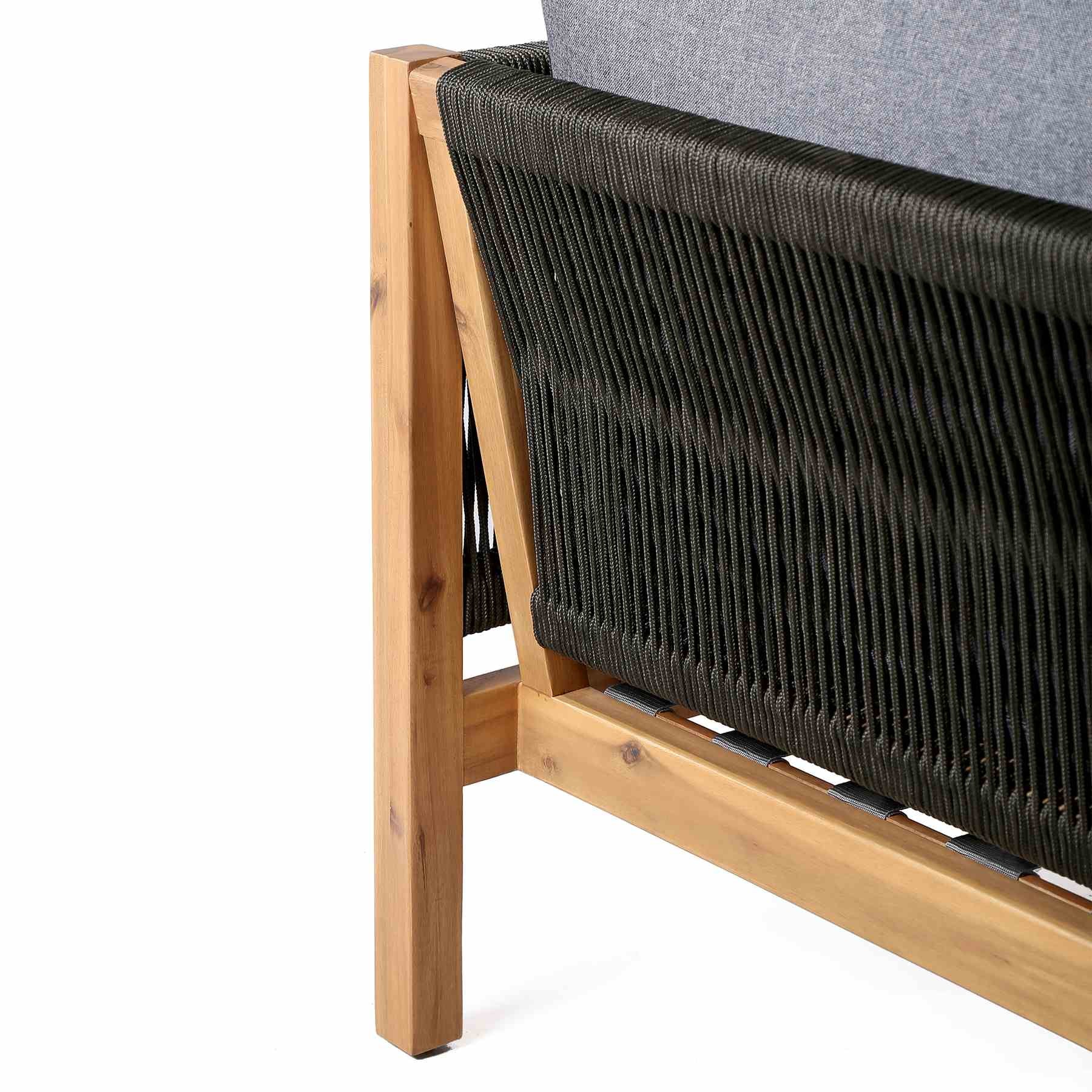 Sienna Outdoor Eucalyptus Lounge Chair in Teak Finish with Gray Cushions - Image 6