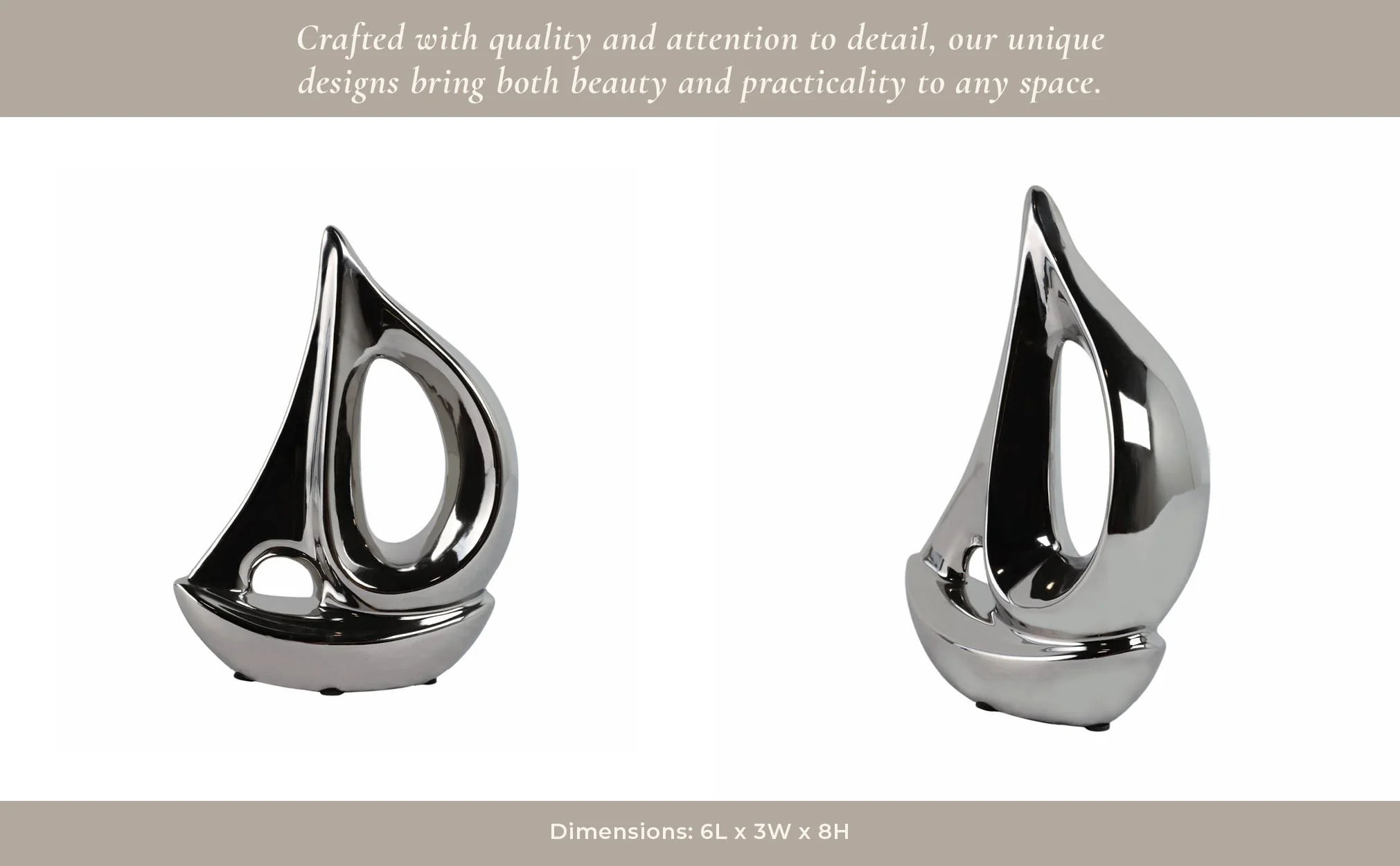 Silver Ceramic Sailboat 8 - Image 12