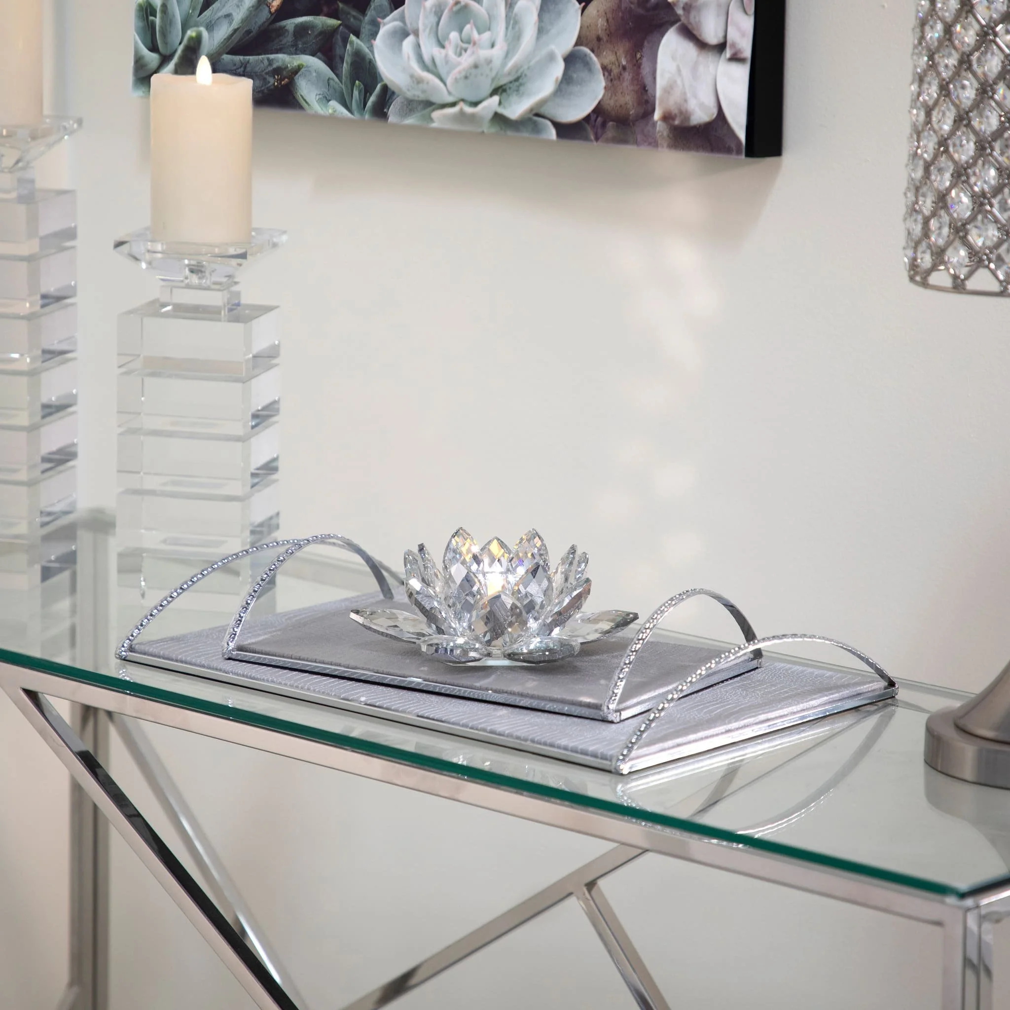 Silver Crystal Lotus Candle Holder 8 - Image 11