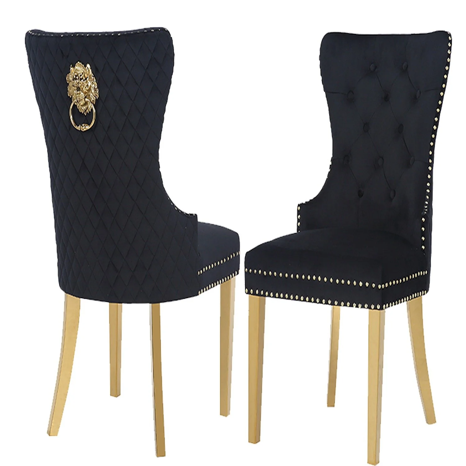 Simba Gold Legs Chair Finish with Velvet Fabric in Black - Image 7