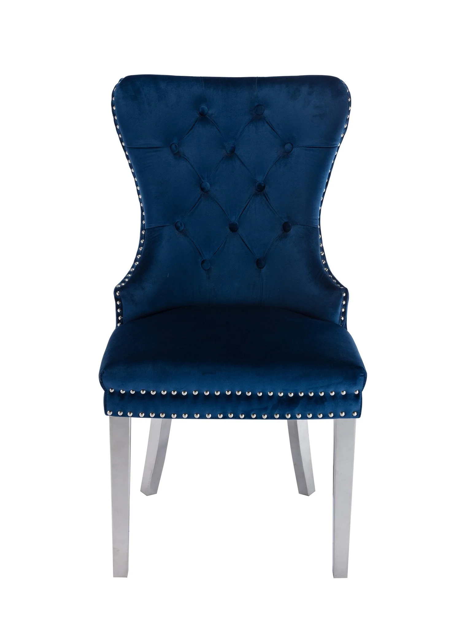 Simba Stainless Steel Legs Chair Finish with Velvet Fabric in Blue - Image 3