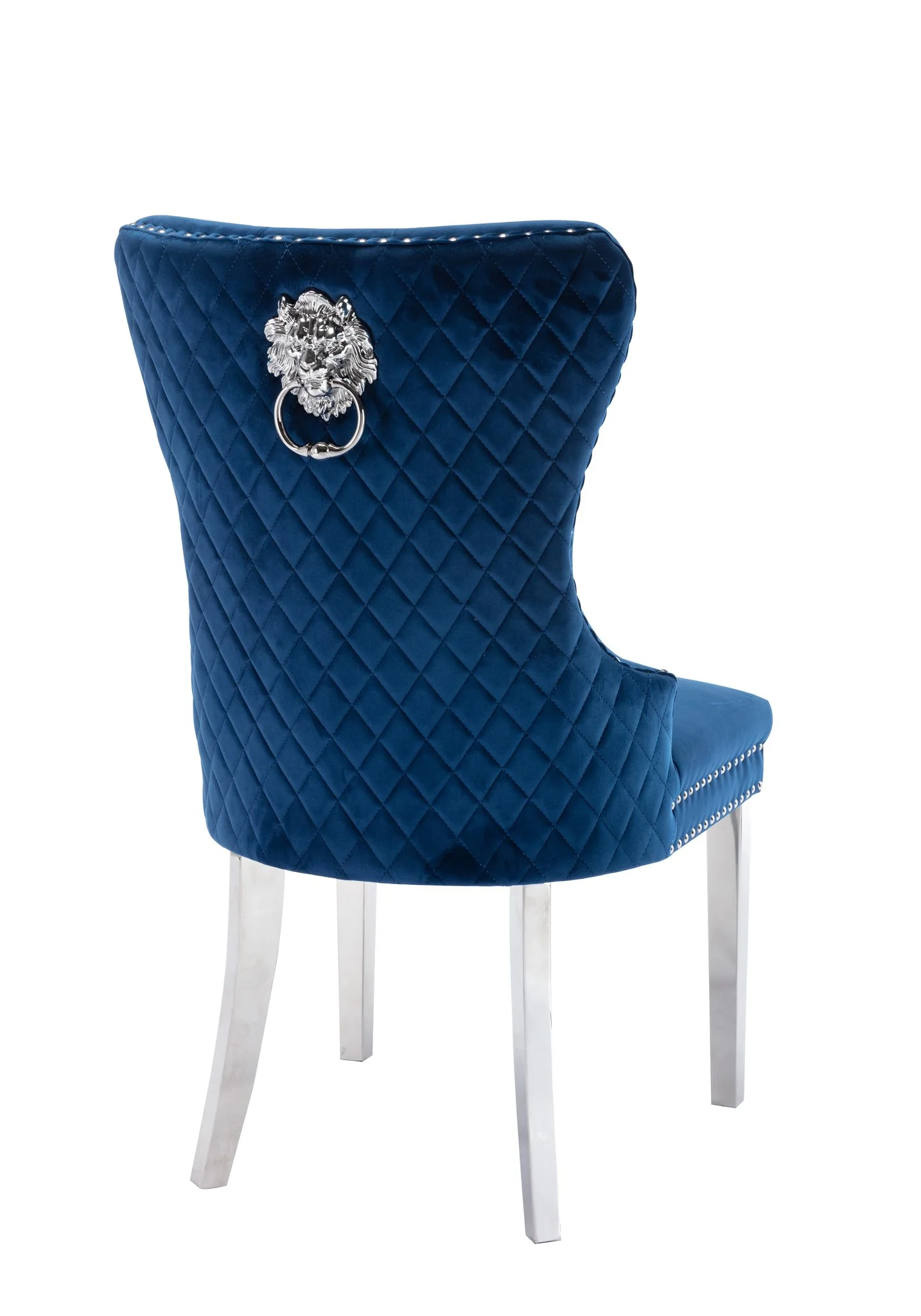 Simba Stainless Steel Legs Chair Finish with Velvet Fabric in Blue - Image 6