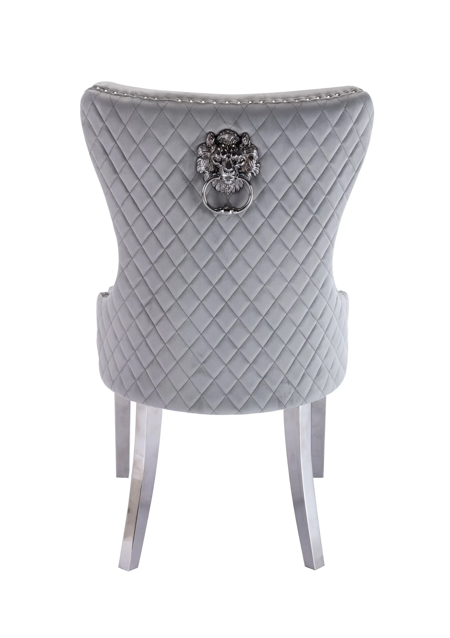 Simba Stainless Steel Legs Chair Finish with Velvet Fabric in  Light Gray - Image 4