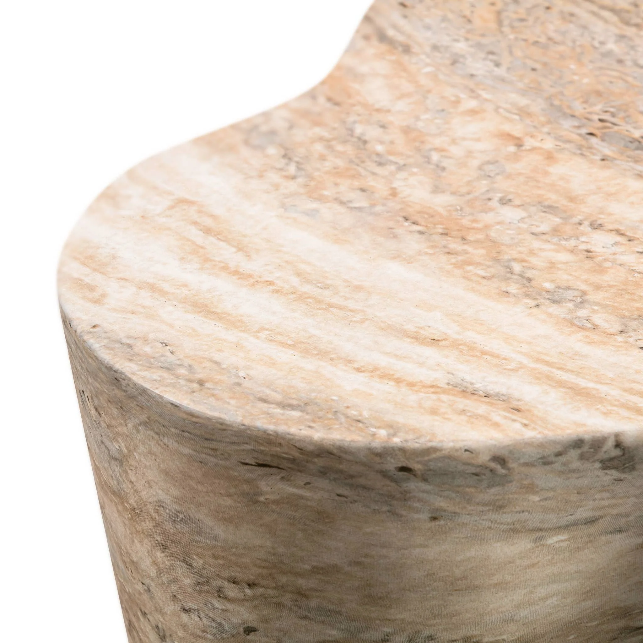Slab Faux Travertine Tall Side Table - Image 6