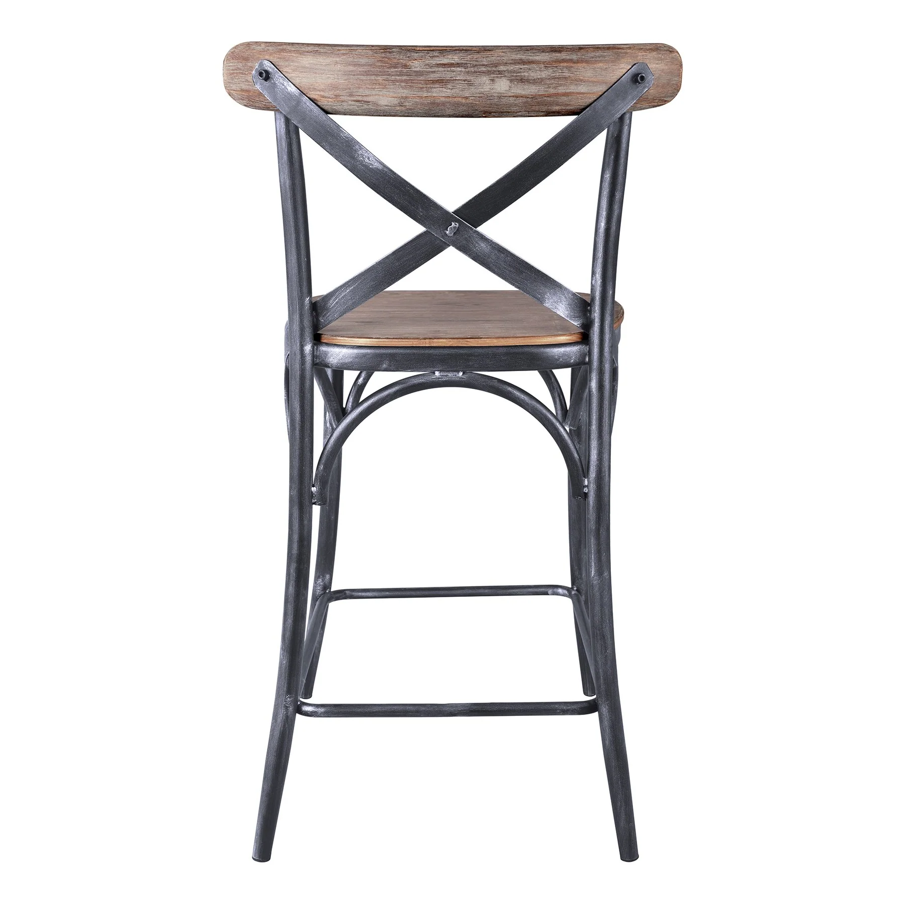 Sloan 26” Industrial Gray and Pine Wood X-Back Counter Height Counter Stool