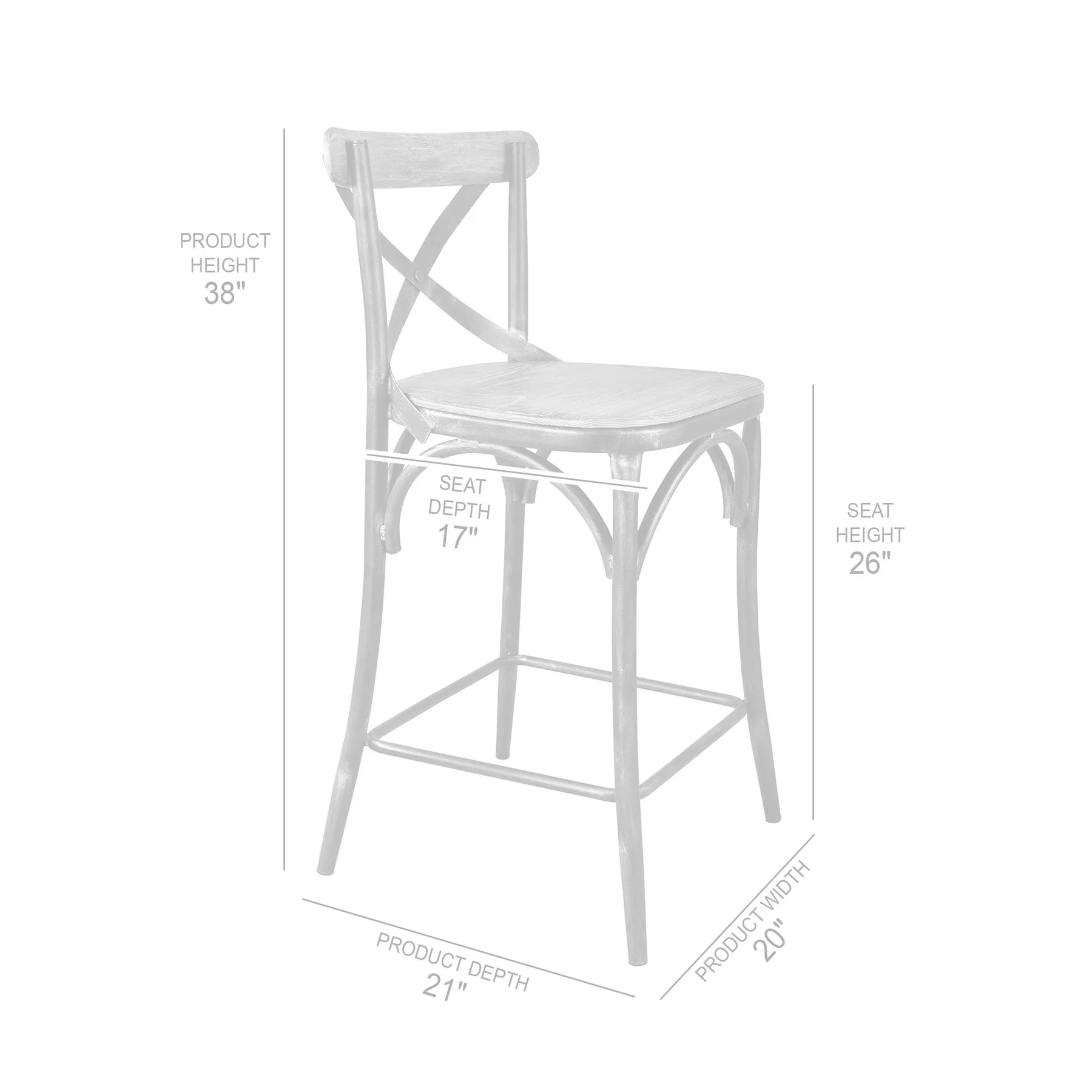 Sloan 26” Industrial Gray and Pine Wood X-Back Counter Height Counter Stool - Image 4