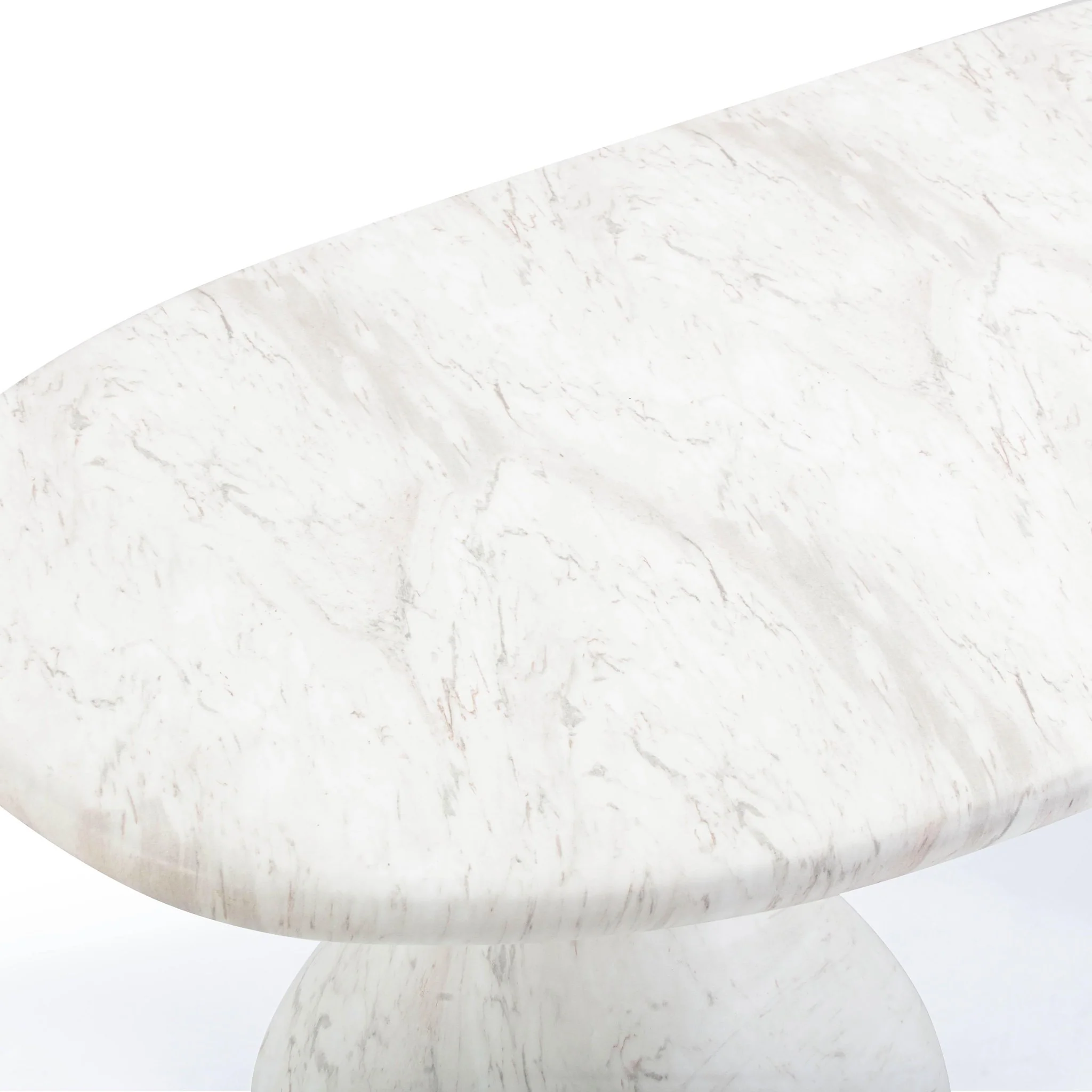 Smooch White Faux Marble Print Indoor / Outdoor 87 inch Oval Dining Table - Image 6