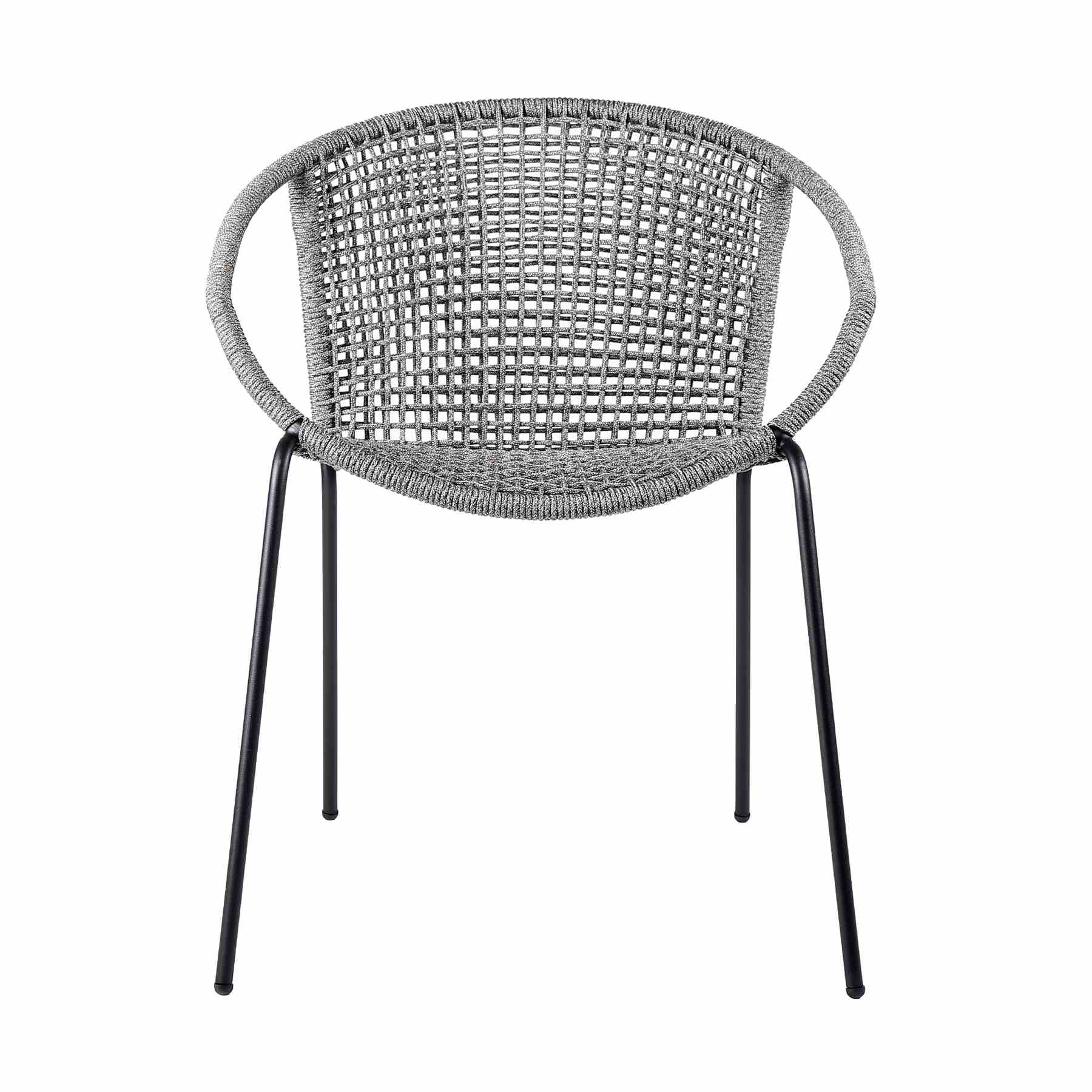 Snack Indoor Outdoor Stackable Steel Dining Chair with Gray Rope - Set of 2 - Image 4