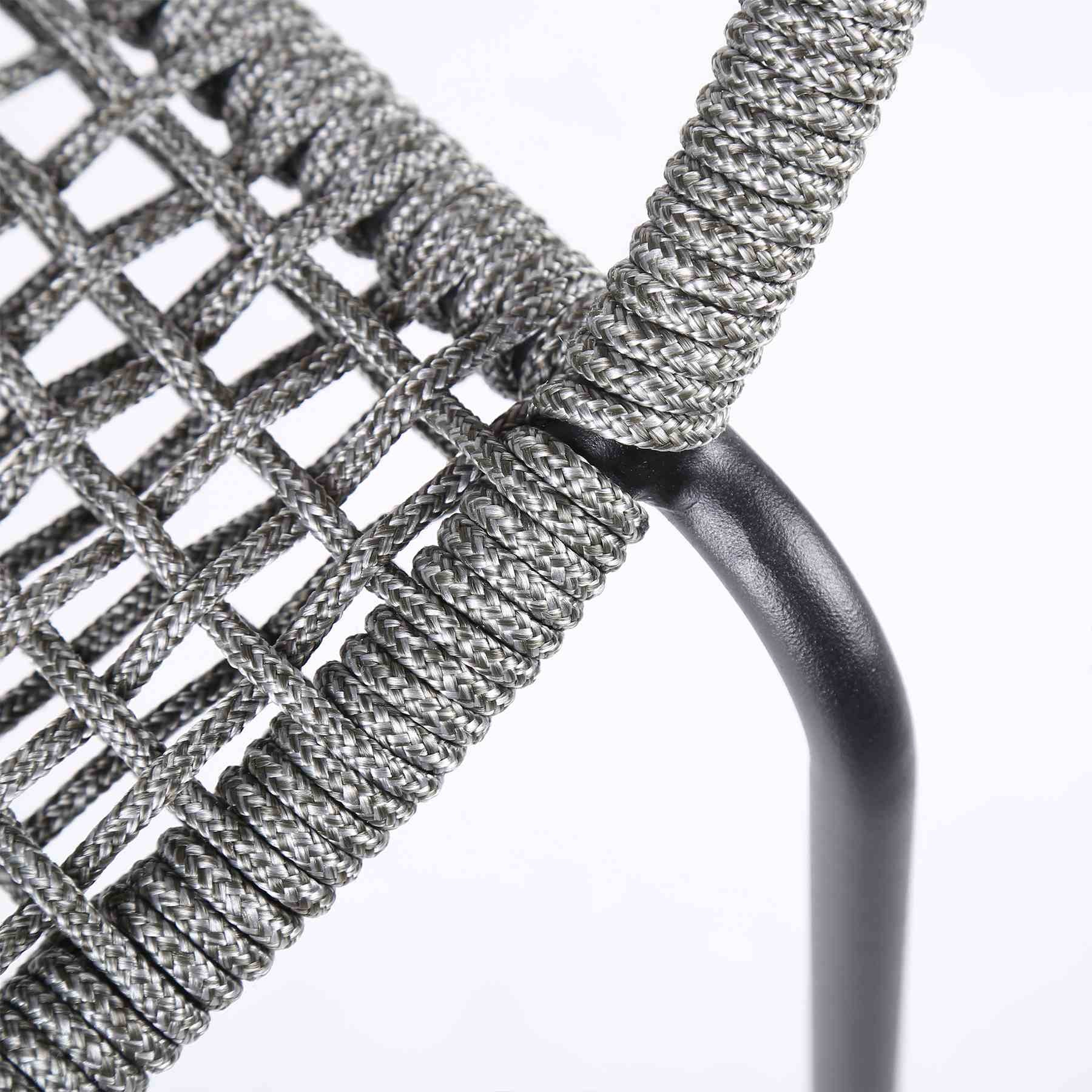 Snack Indoor Outdoor Stackable Steel Dining Chair with Gray Rope - Set of 2 - Image 7