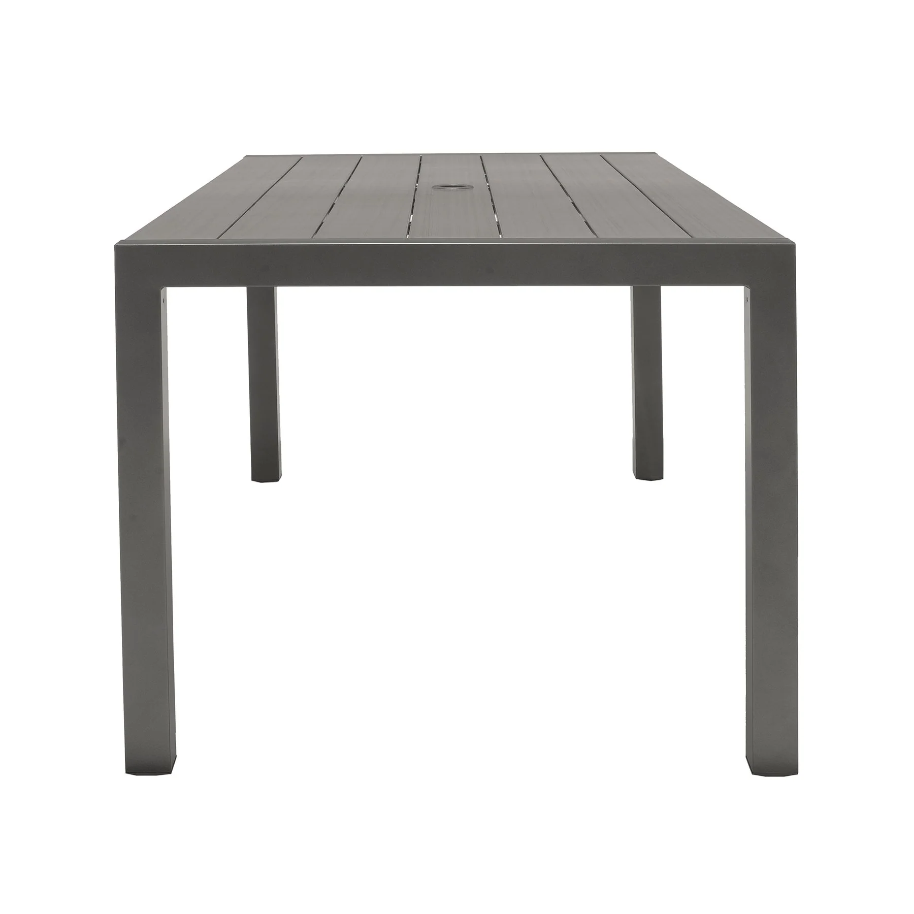 Solana Outdoor Rectangular Aluminum Dining Table in Cosmos Gray Finish with Wood Top - Image 3