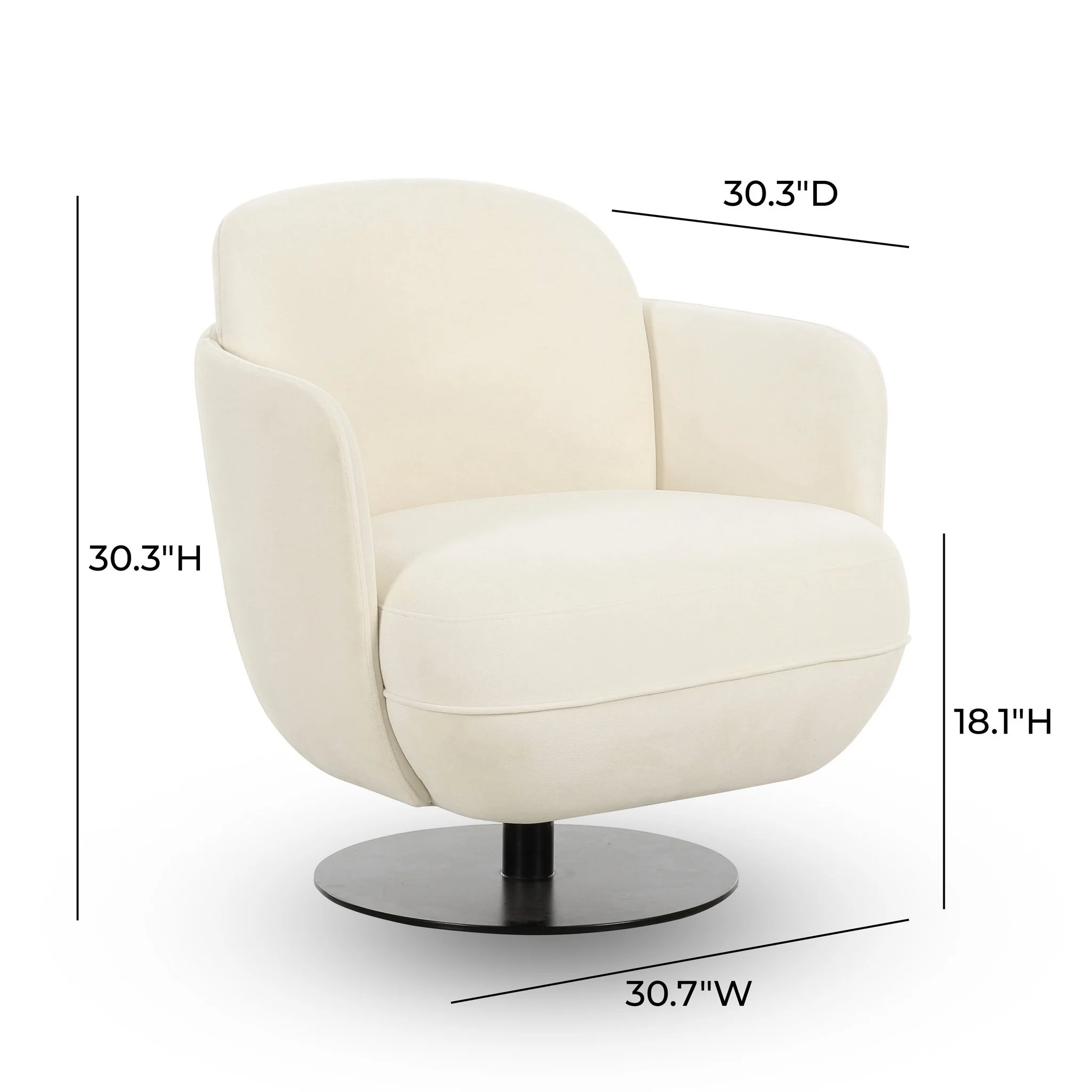 Solange Cream Velvet Swivel Chair - Image 6