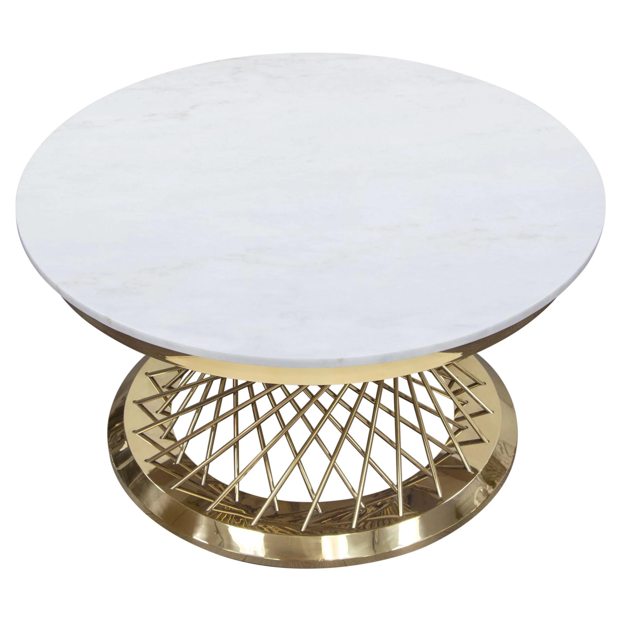 Solstice 35" Round Cocktail Table with Genuine Marble Top and Polished Gold Spiral Spoked Base by Diamond Sofa - Image 3