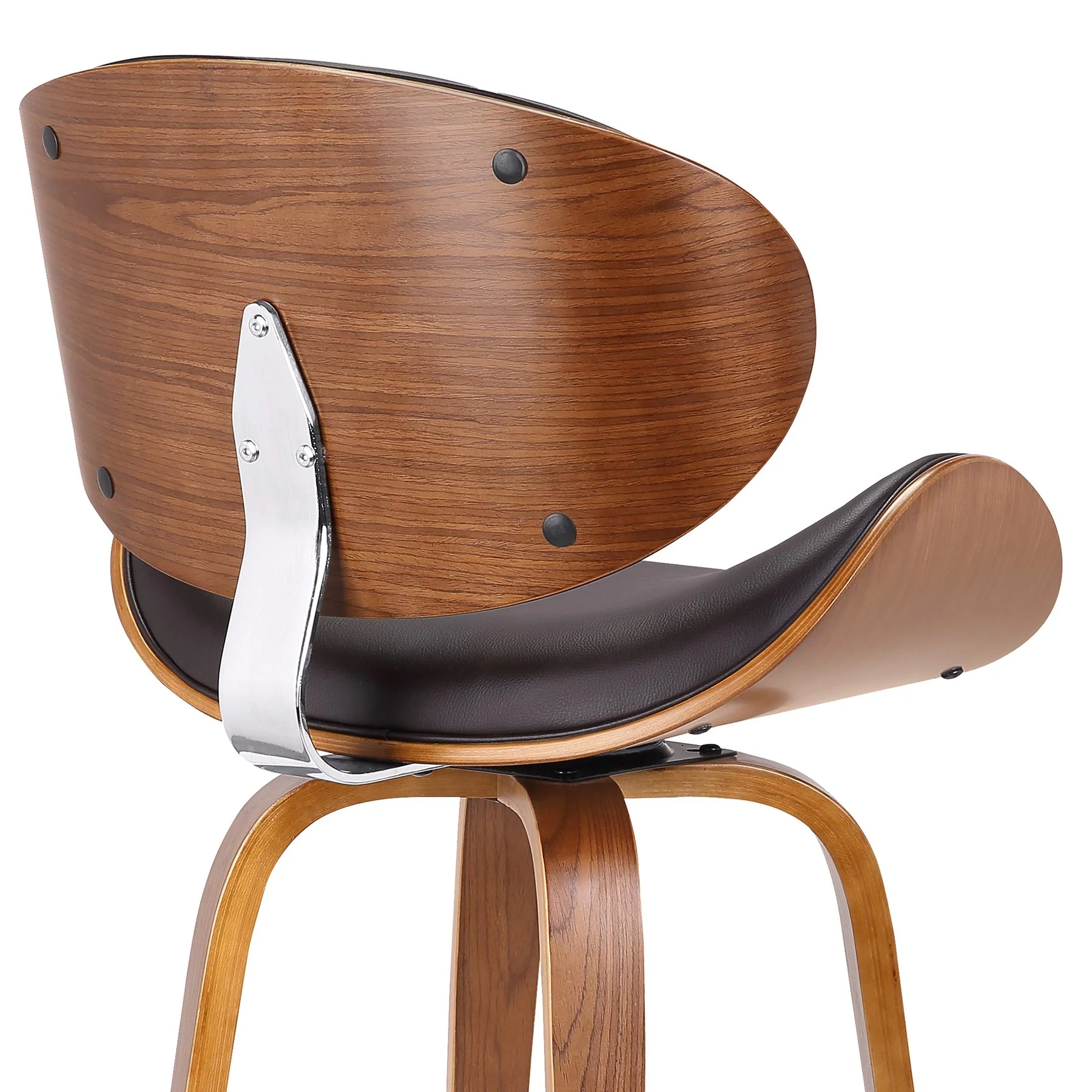 Solvang 26" Swivel Brown Faux Leather and Walnut Wood Counter Stool - Image 5